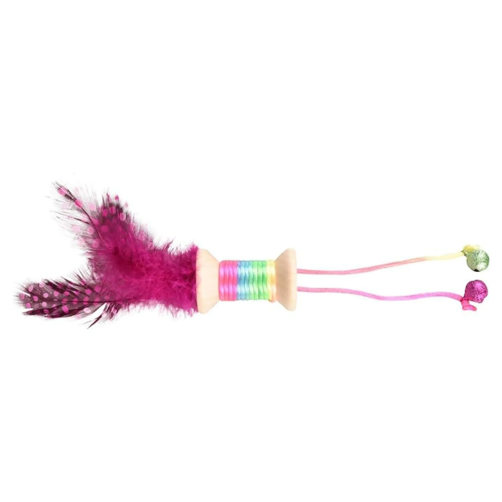 Flamingo Kırk Renkli Tüylü Zilli Makara Kedi Oyuncağı — Top & Zilli Toplar, 50 g — Görsel 3