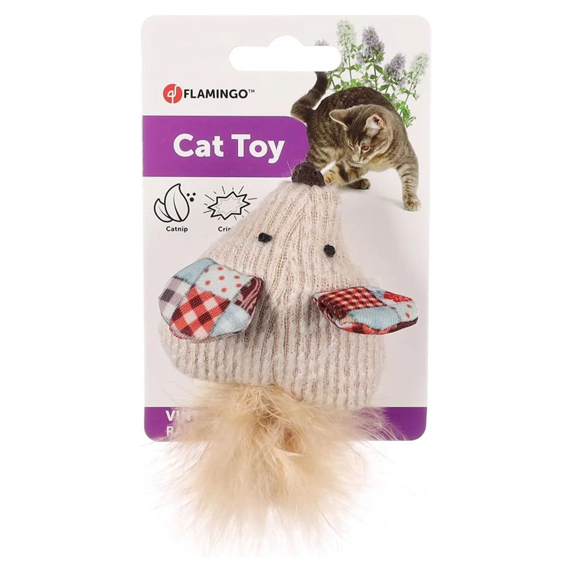 Flamingo Vinta Catnipli Tüylü Hışırtılı Fare Oyuncak — Kedi Naneli Oyuncaklar (Catnip), 60 g — Görsel 2