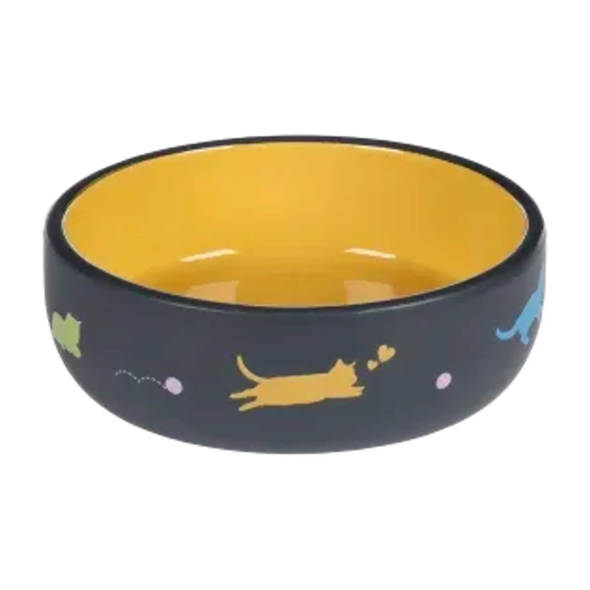 Flamingo Rani Kedi Desenli Seramik Mama Kabı 380 ML