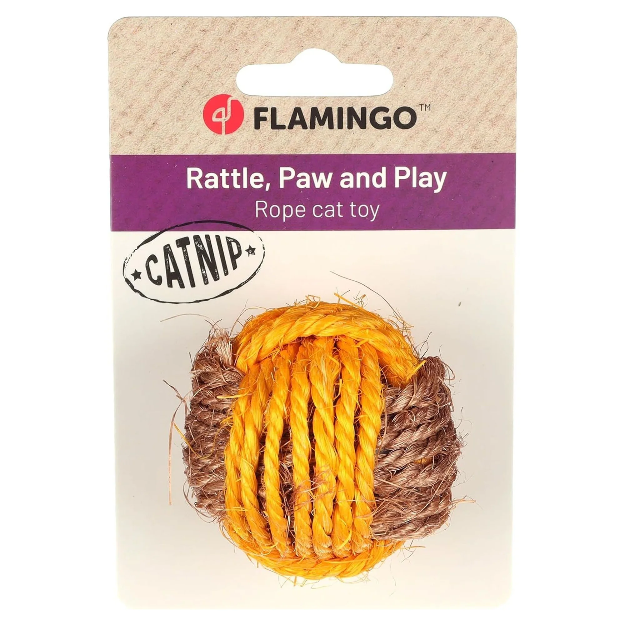 Flamingo Justo Hasır Düğümlü Kedi Top Oyuncak — Top & Zilli Toplar, 50 g — Görsel 2