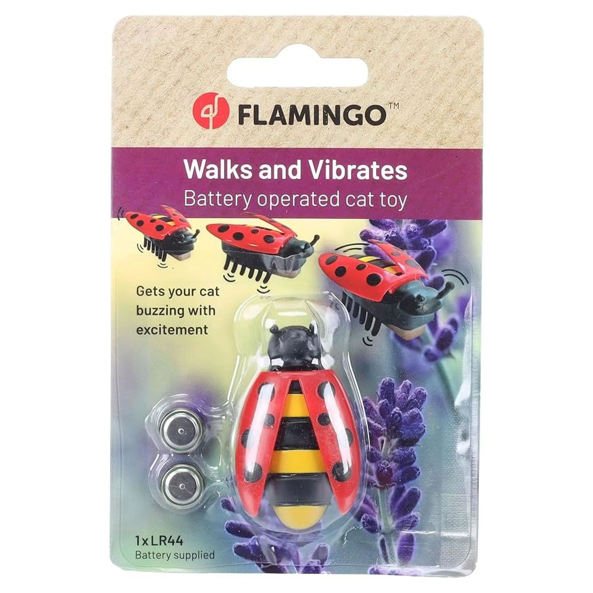 Flamingo Spredda Titreşimli Yürüyen Plastik Uğur Böceği Kedi Oyuncağı — Fare & Peluş Oyuncaklar, 50 g — Görsel 3