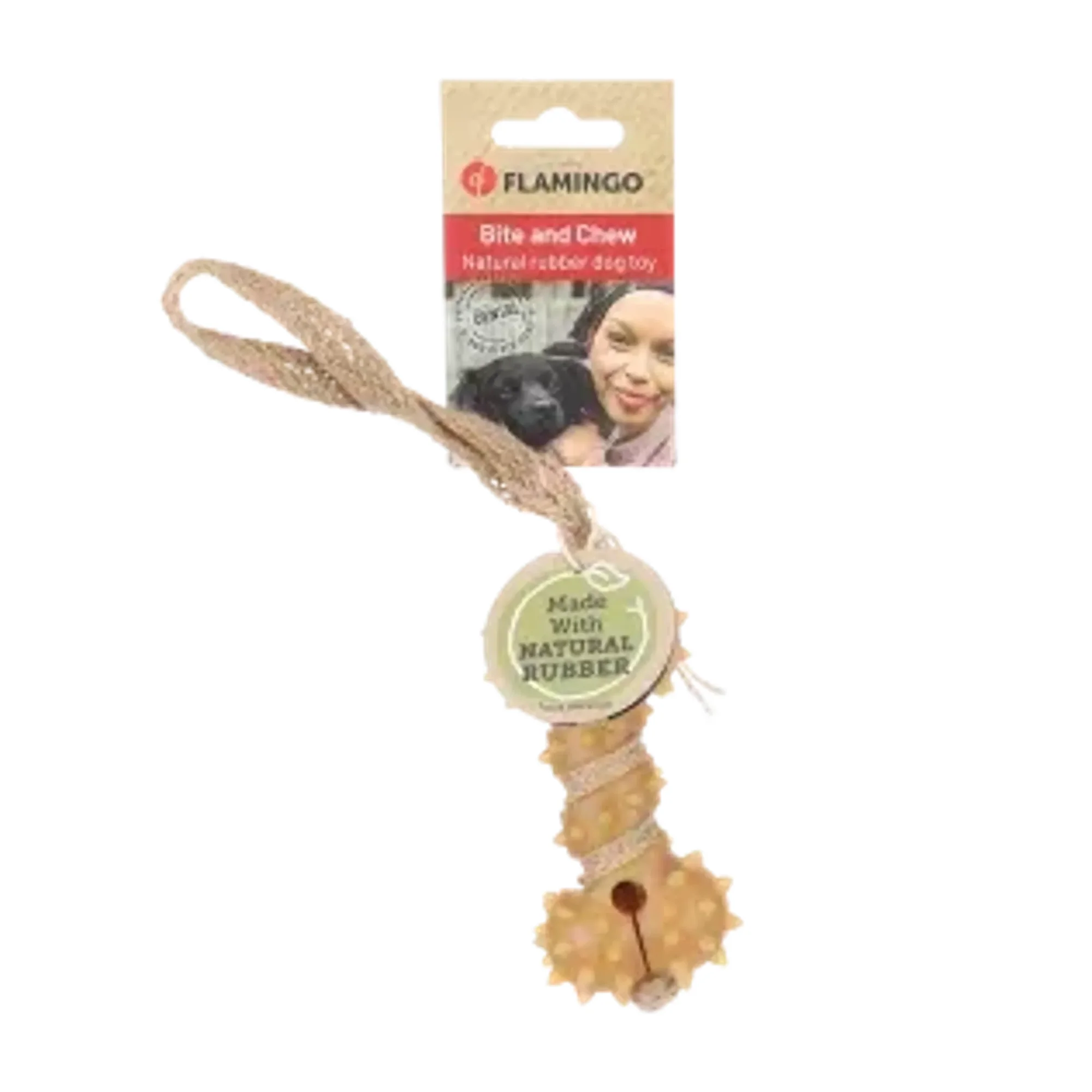 Flamingo Guma İp Sarılı Kemik Köpek Oyuncağı