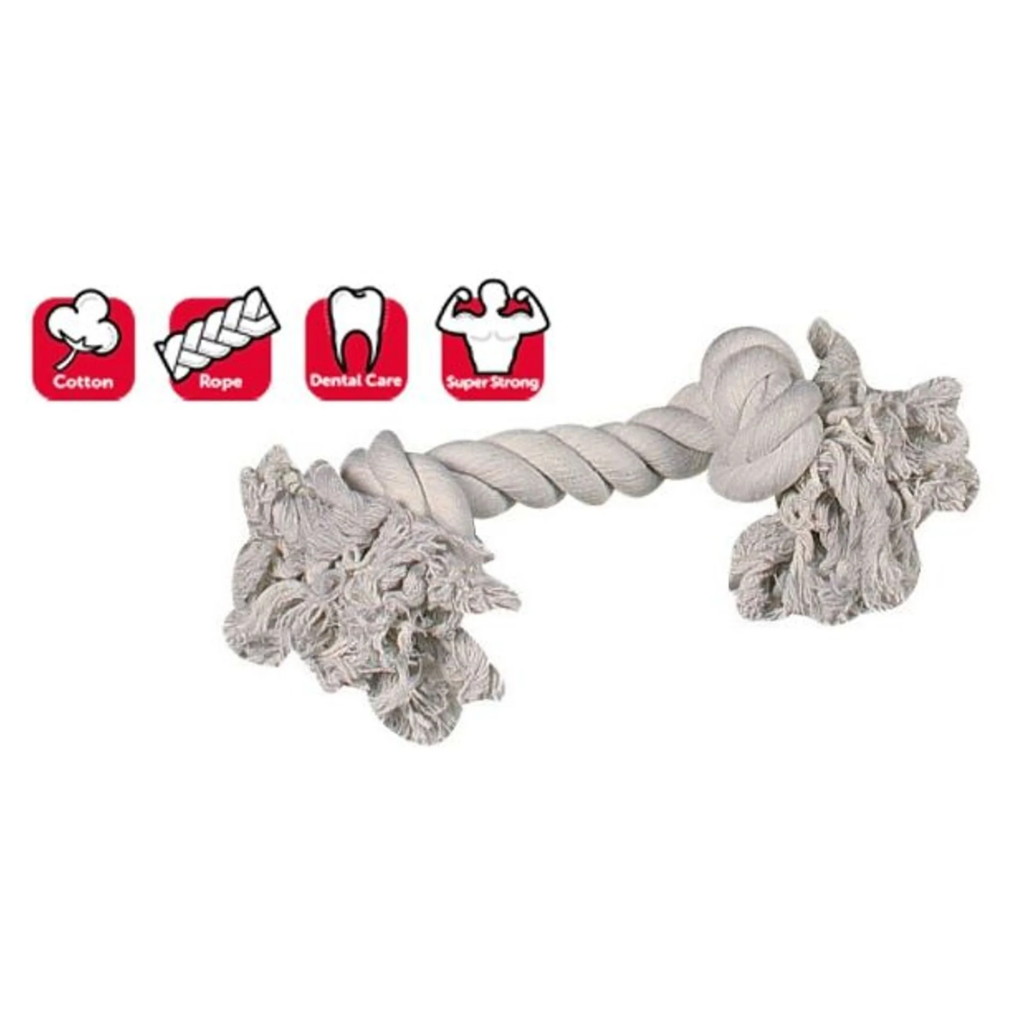 Karlie 2 Düğümlü Beyaz Köpek Diş İpi Oyuncağı 35 CM