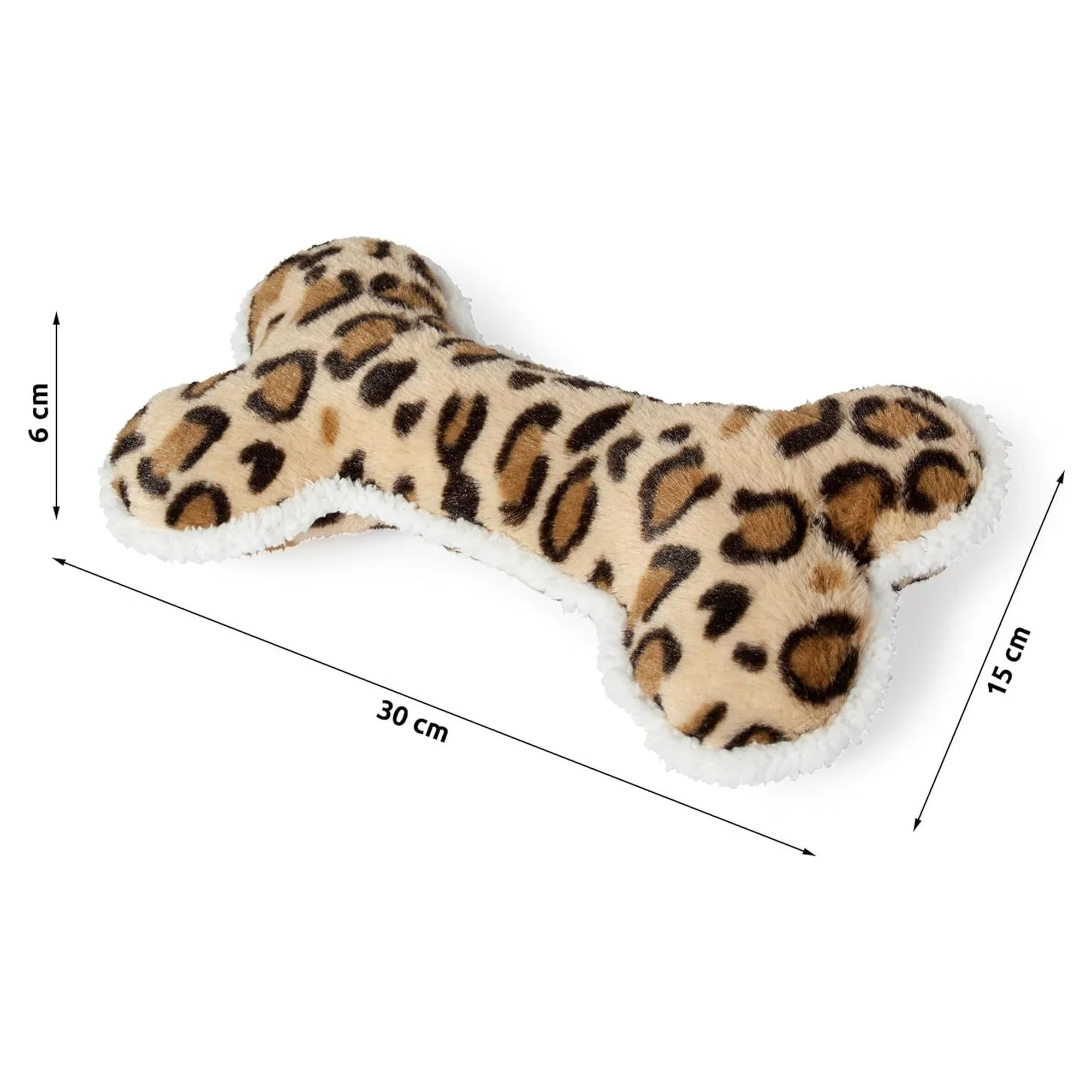 Karlie Kaplan ve Leopar Desenli Kemik Şeklinde Peluş Köpek Oyuncağı 30 CM — Kumaş ve Peluş Oyuncaklar, 110 g — Görsel 2