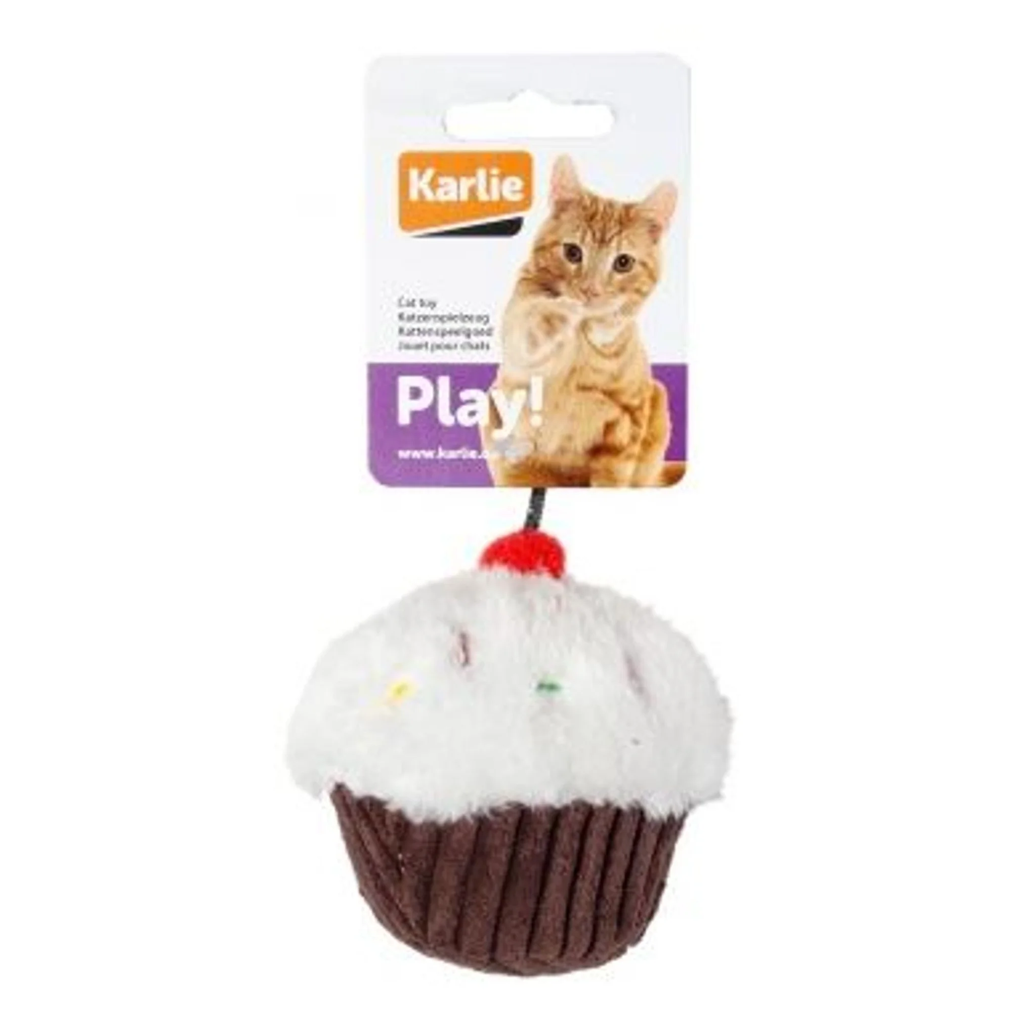 Karlie Beyaz-Krem Rengi Peluş Kek Kedi Oyuncağı 11,5 CM