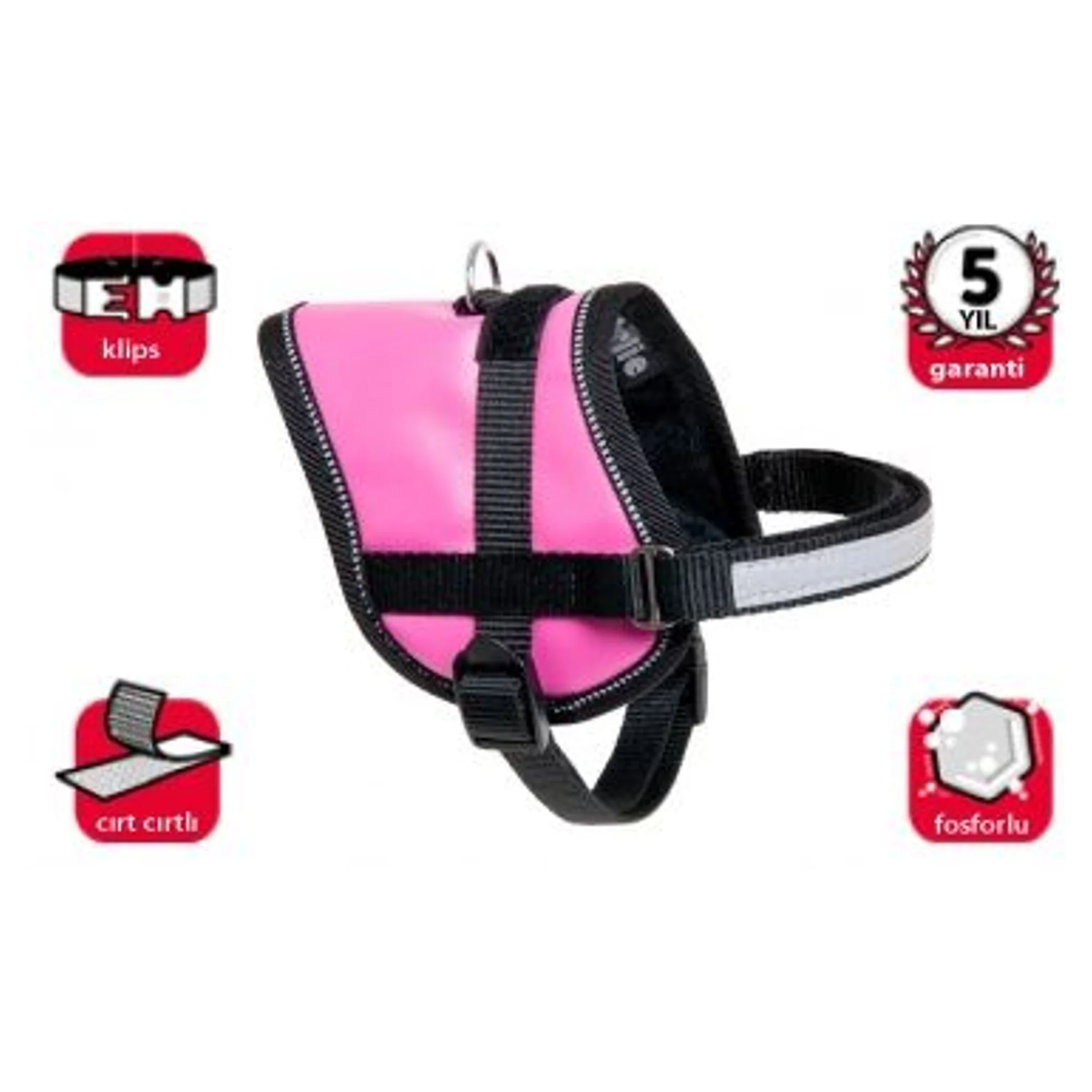 Karlie Reflektörlü Pembe Göğüs Tasması XS 26-35 CM