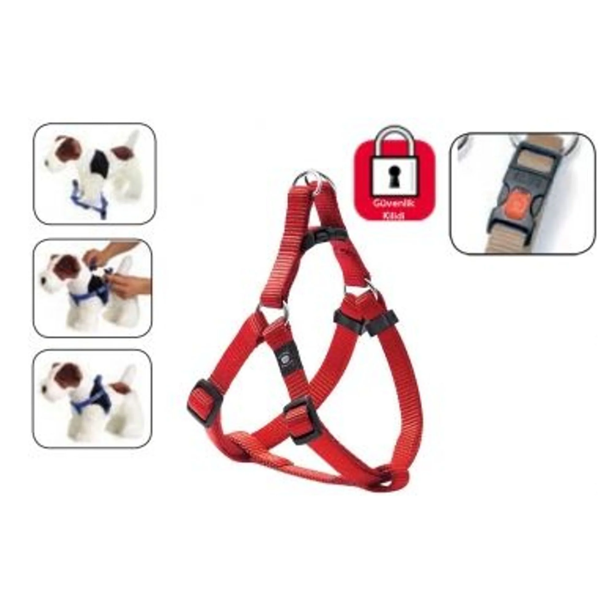 Karlie Kilitli Göğüs Tasması Kırmızı S/M 35-60 CM