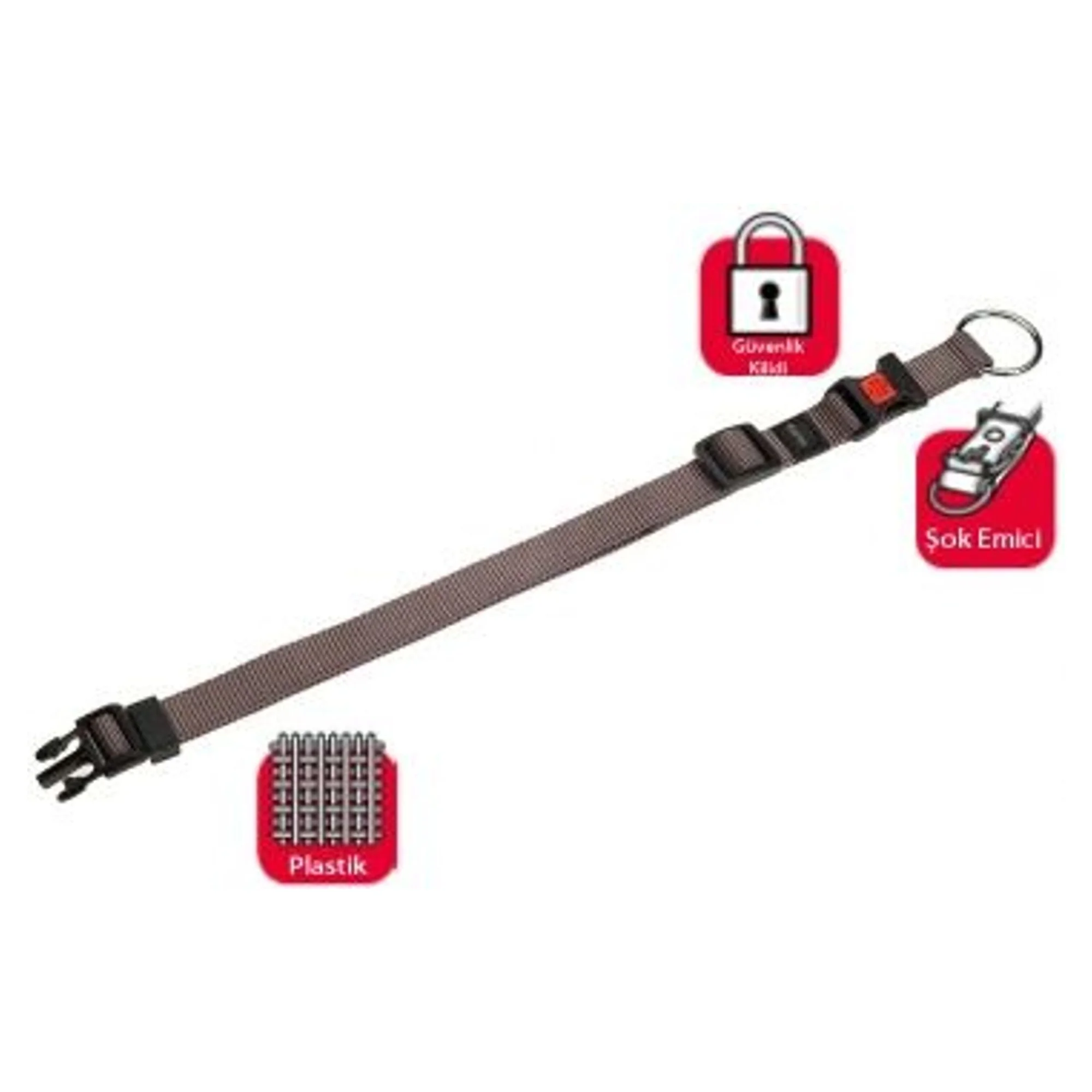 Karlie Kilitli Gri Boyun Tasması Küçük Boy 30-45 CM