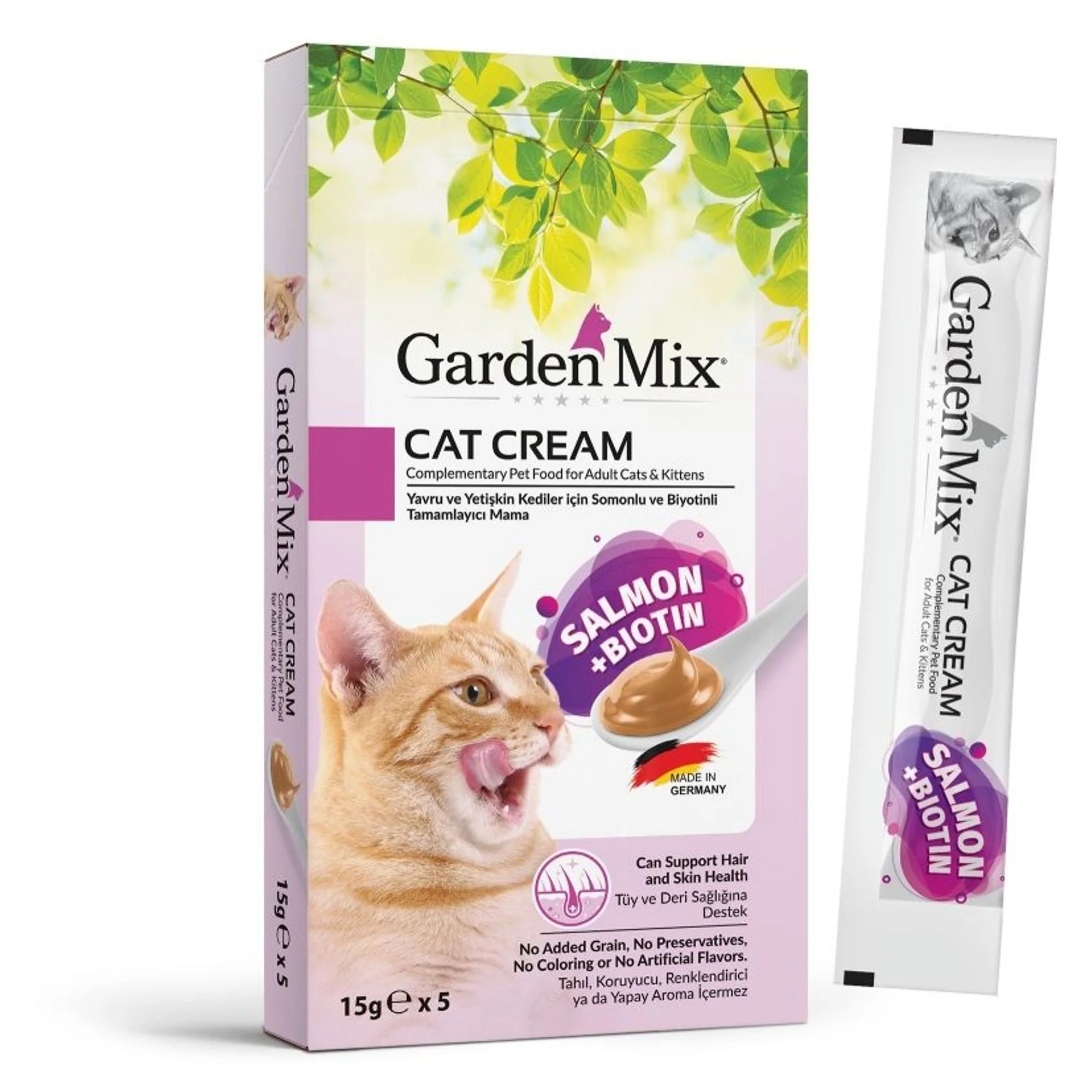 Garden Mix Garden Mix Somonlu ve Biotinli Deri ve Tüy Sağlığını Destekleyici Krem Kedi Maması 5x15 G