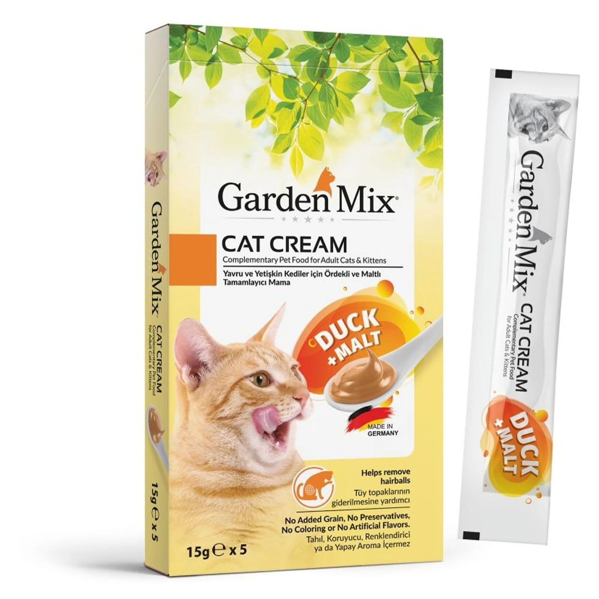 Garden Mix Garden Mix Ördekli ve Maltlı Tüy Topu Oluşumunu Engellemeye Destek Krem Kedi Maltı 5x15 G
