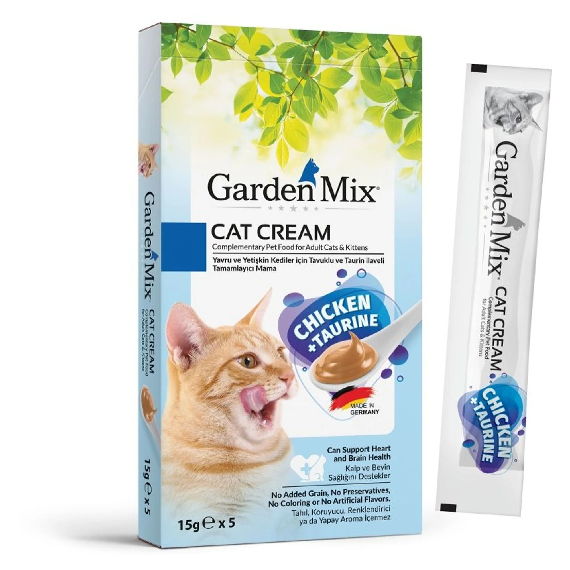 Garden Mix Garden Mix Tavuklu ve Taurinli Kalp ve Beyin Sağlığı Destekleyici Krem Kedi Maması 5x15 G