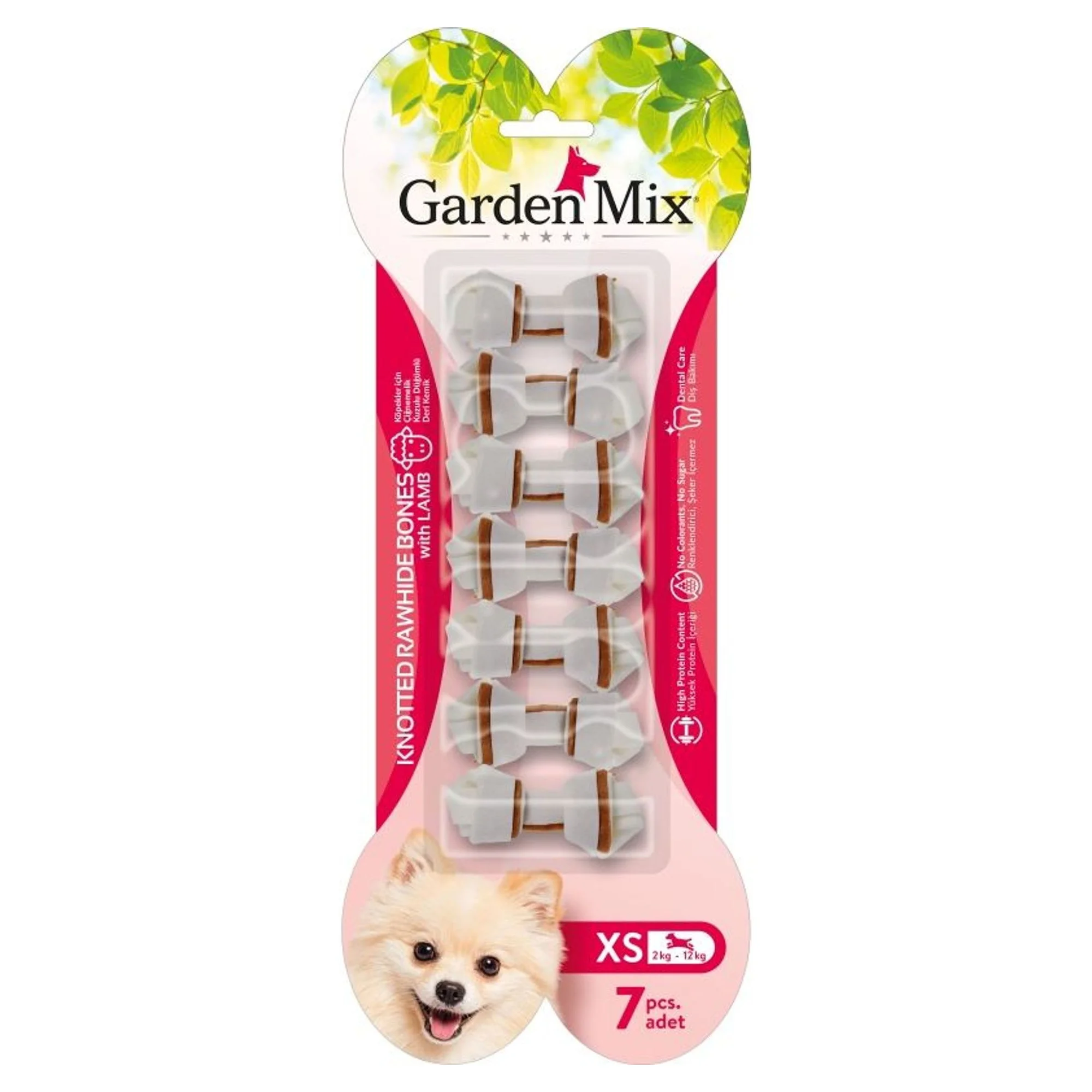 Garden Mix Kuzulu Düğümlü Köpek Ödül Kemiği 7'li 6.3 CM 85 G
