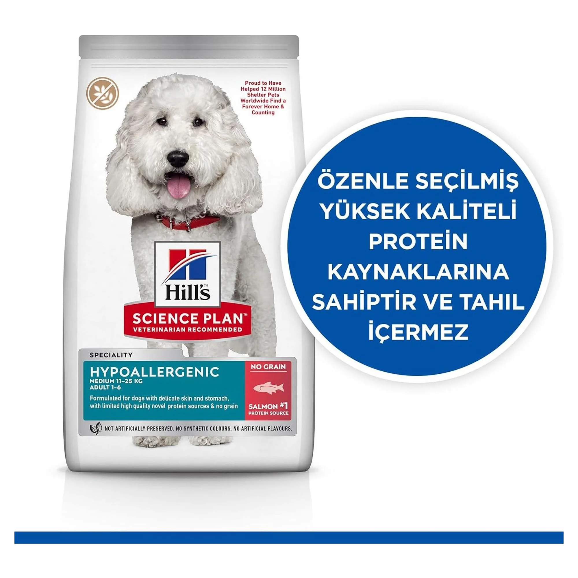 Hill's Science Plan Hill's Somonlu Hipoalerjenik Orta Irk Yetişkin Köpek Maması 10+2 KG — Hassas Sindirim, 12 kg — Görsel 2