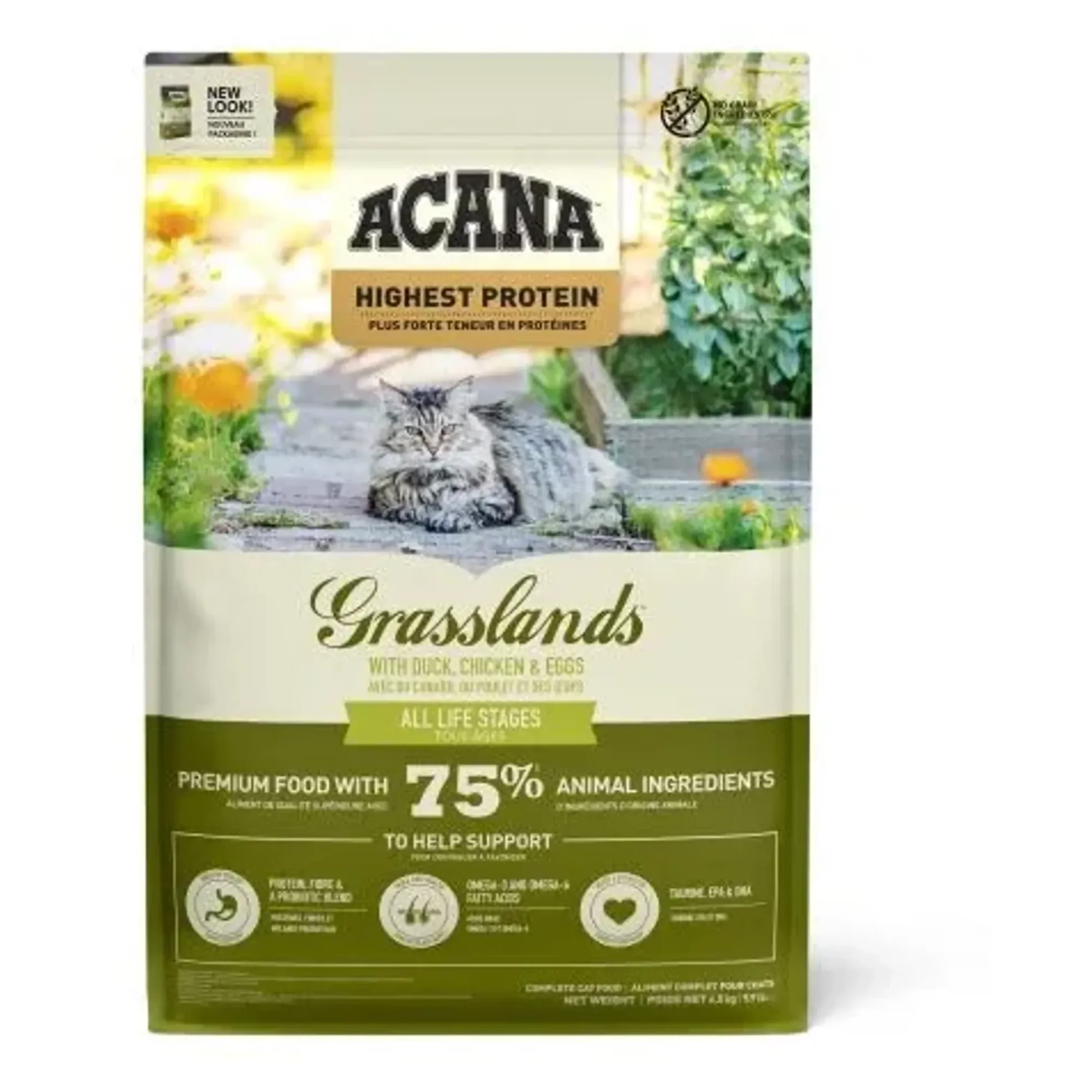 Acana Grasslands Yüksek Proteinli Ördekli ve Tavuklu Tahılsız Kedi Maması 4.5 KG