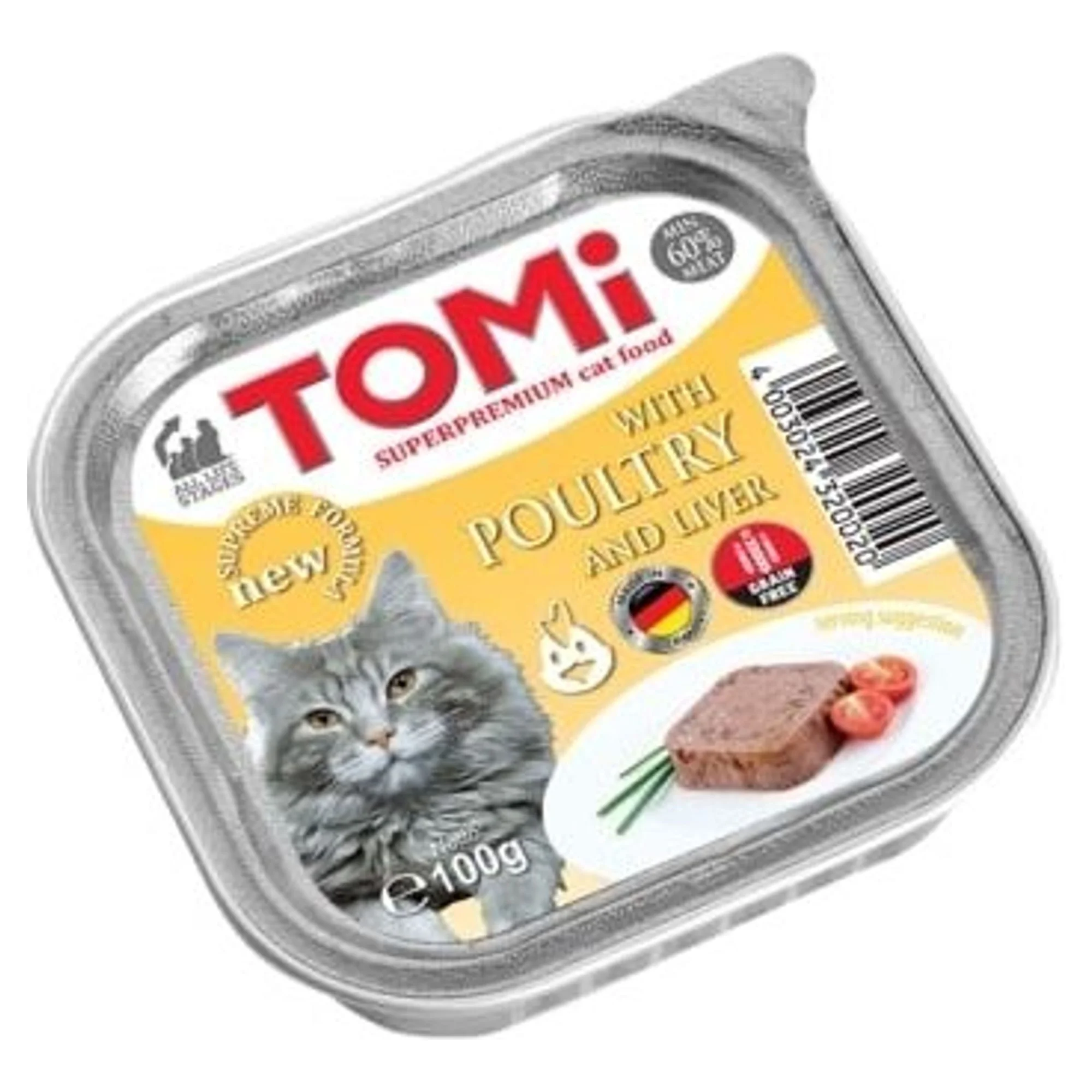 Tomi Kümes Hayvanı ve Ciğerli Yetişkin Kedi Konservesi 100 G