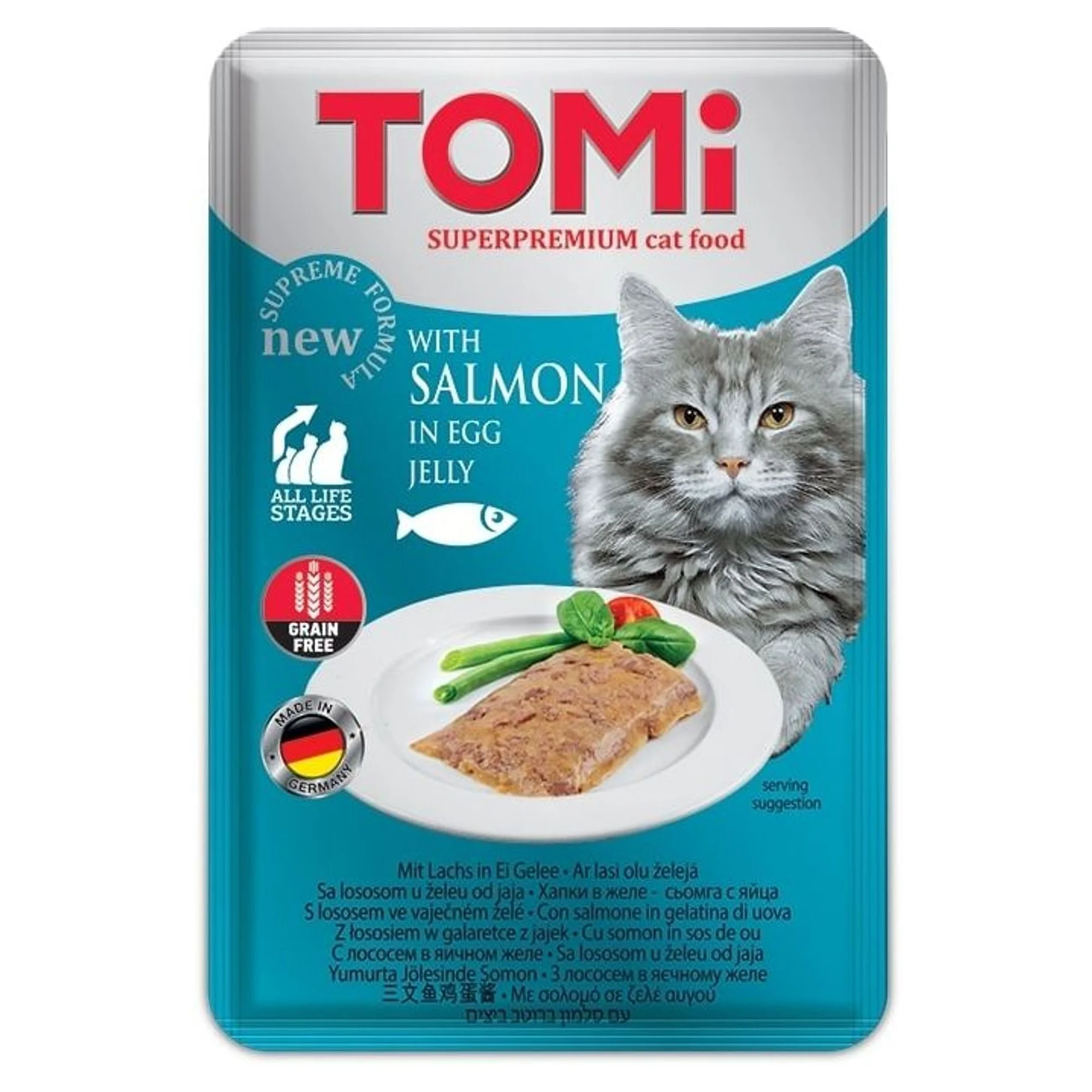 Tomi Somon ve Yumurtalı Tahılsız Yetişkin Kedi Yaş Mama 100 G
