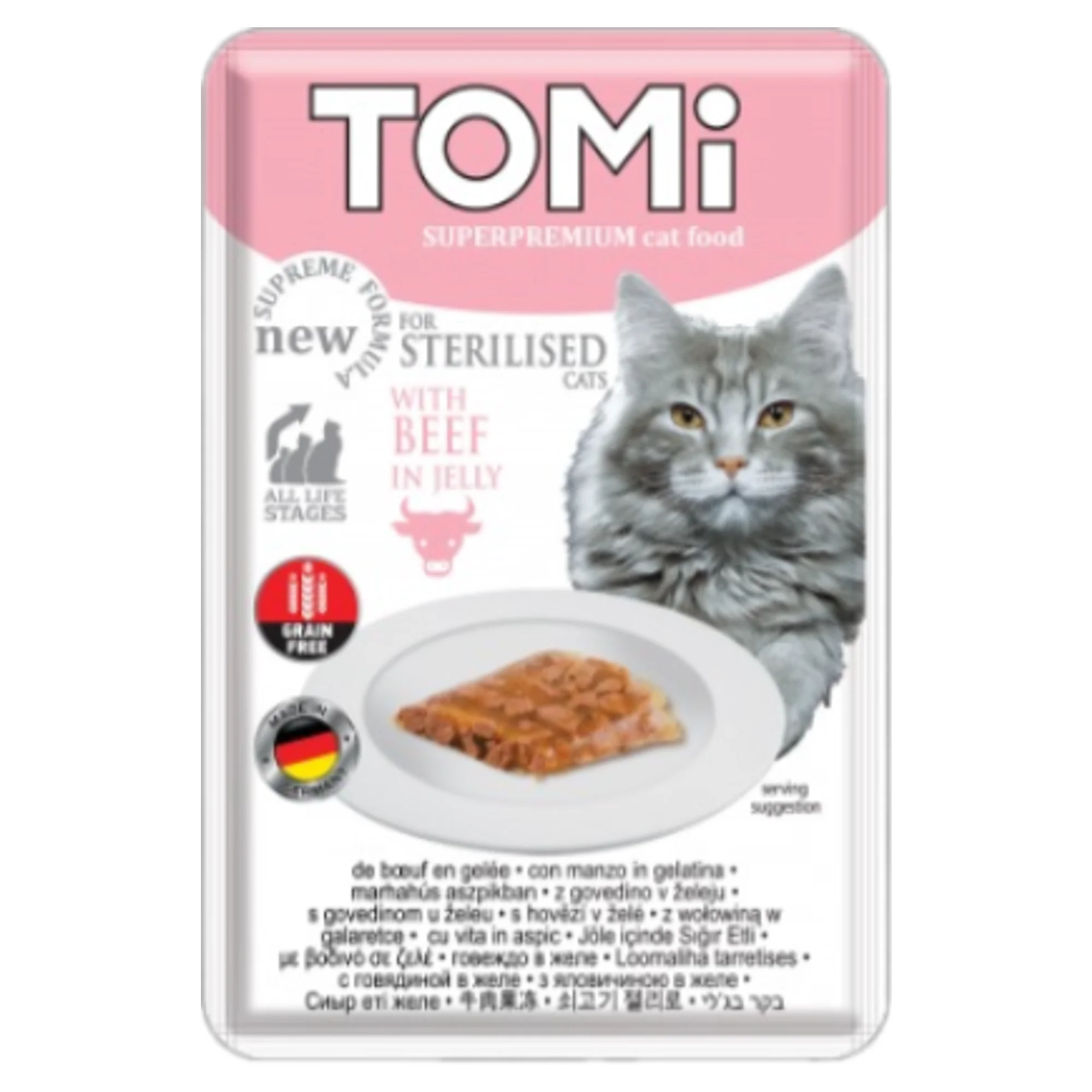 Tomi Kısırlaştırılmış Dana Tahılsız Yetişkin Kedi Yaş Mama 85 G