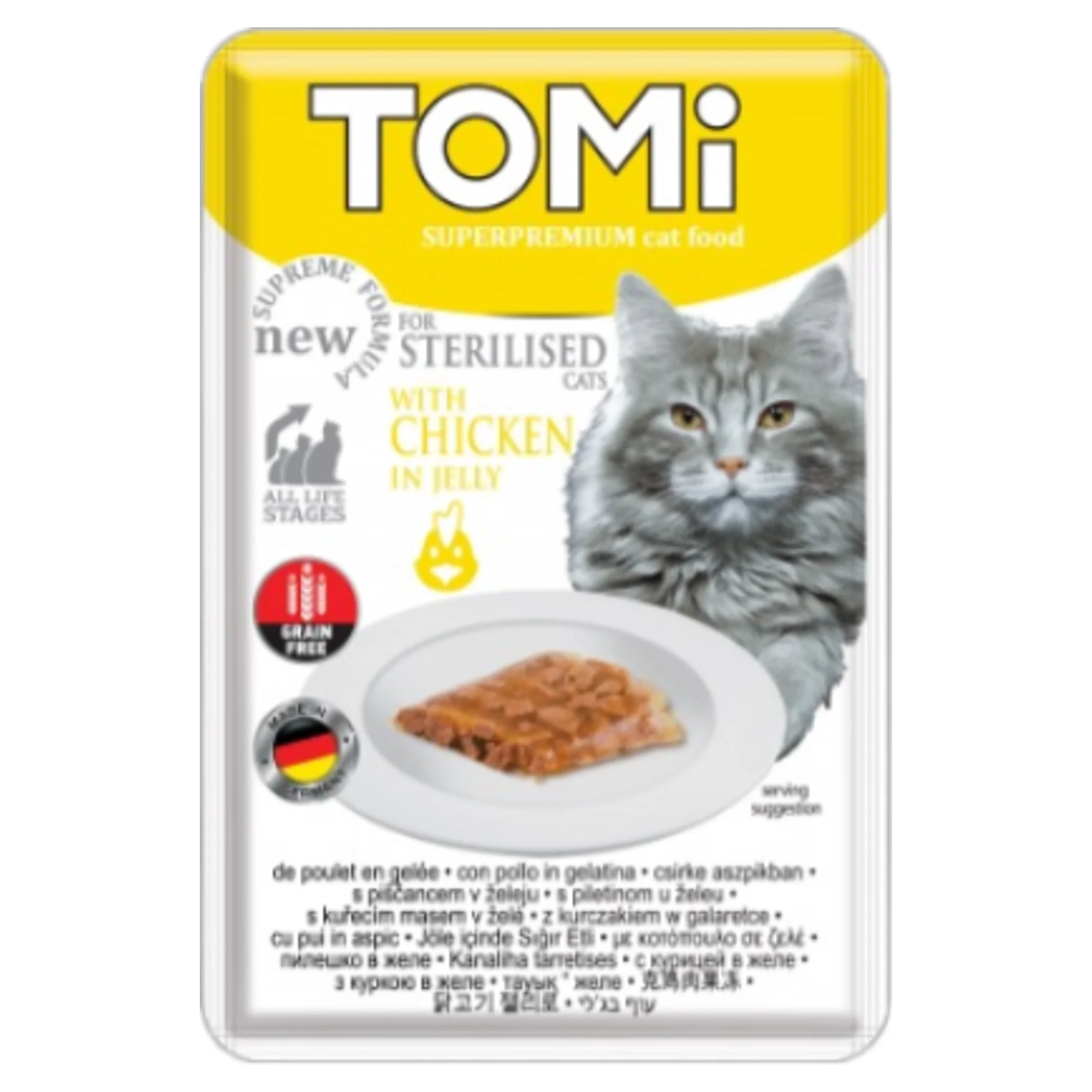 Tomi Sterilised Tavuk Tahılsız Kısırlaştırılmış Yetişkin Kedi Yaş Mama 85 G