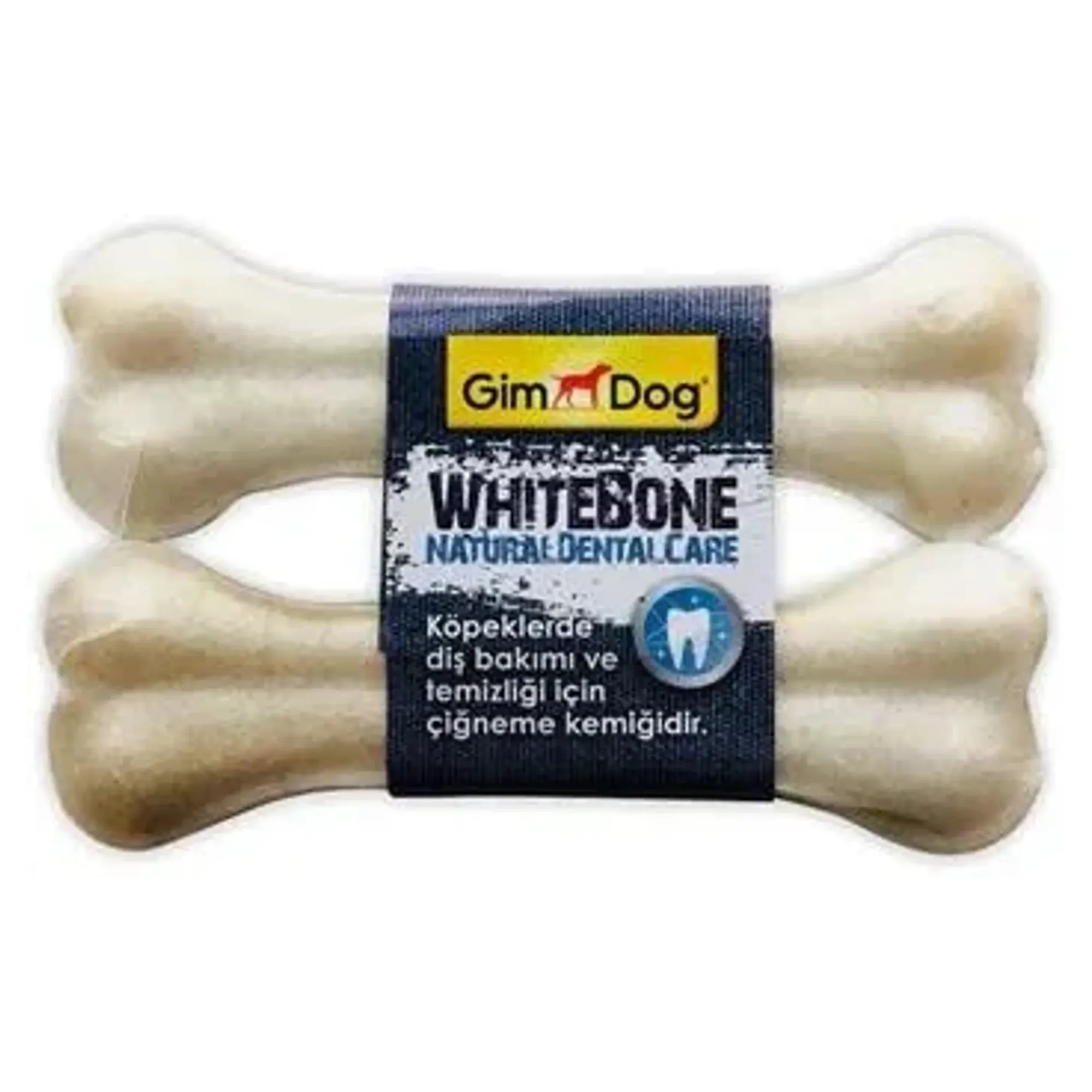 GimDog Preslenmiş Köpek Kemiği 14CM 2'li Beyaz