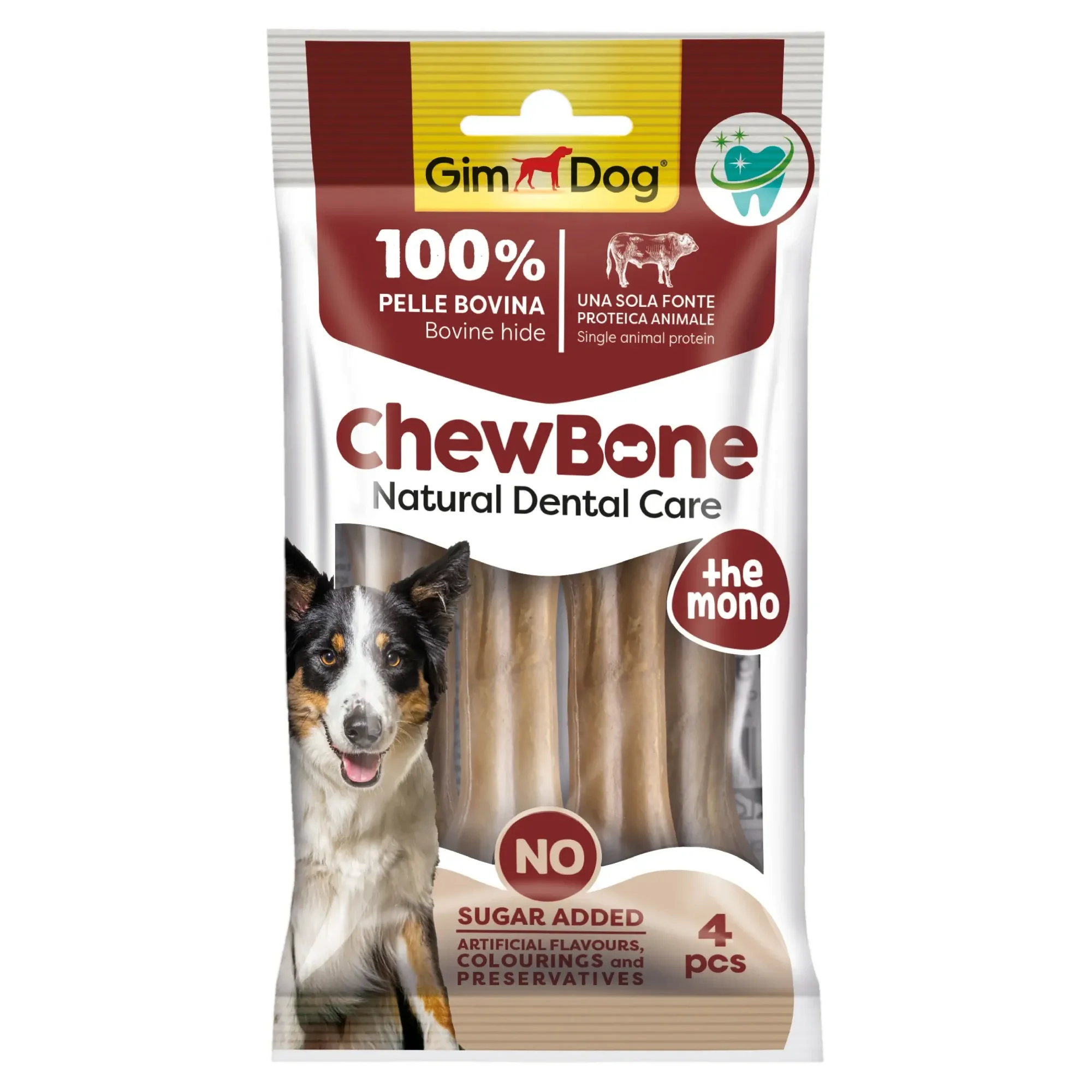 GimDog Chew Bones Press Köpek Çiğneme Kemiği 80 Gr 4lü Naturel 