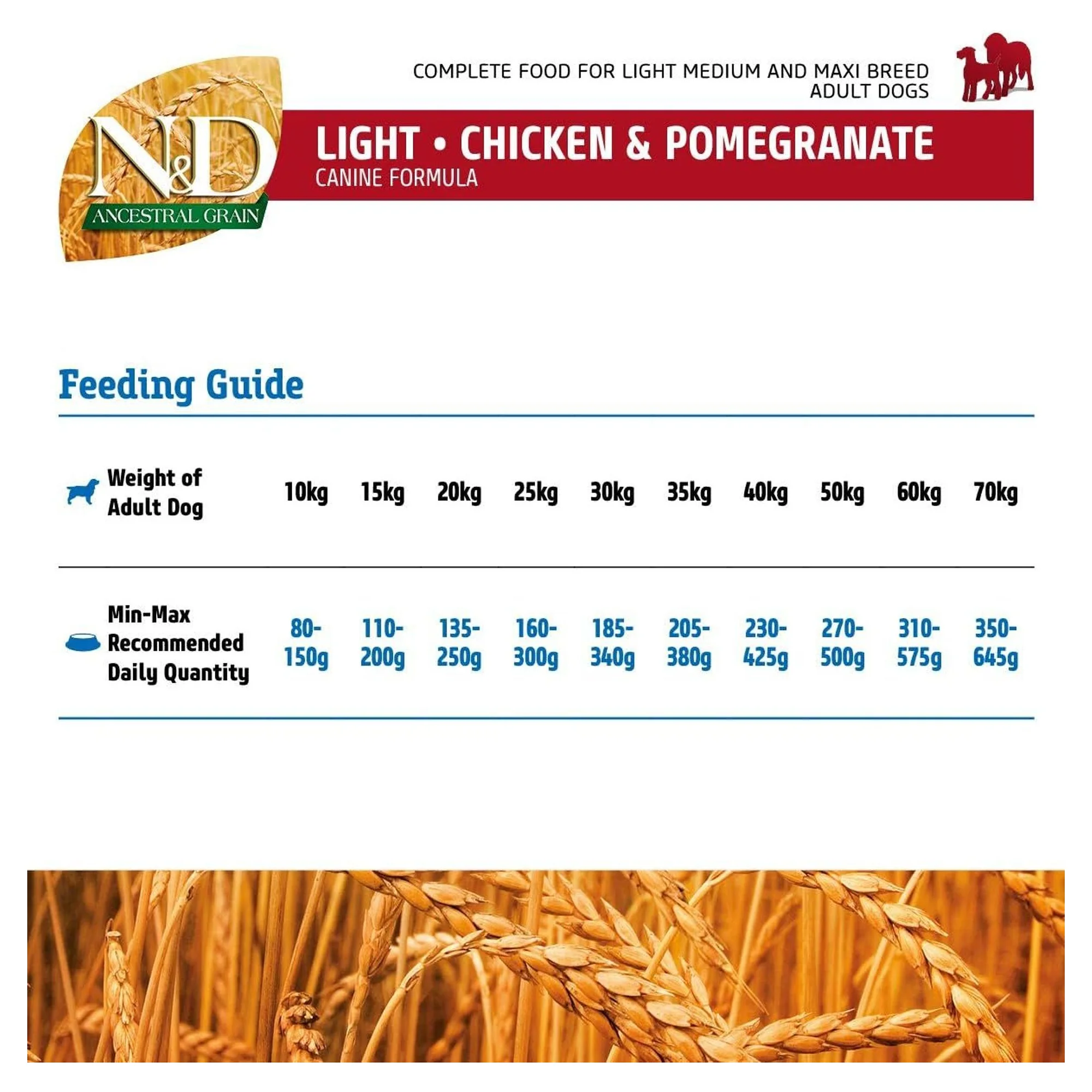 N&D Ancestral Grain Ata Tahıllı Light Tavuklu Narlı Buğdaylı ve Yulaflı Büyük ve Orta Irk Yetişkin Köpek Maması 12 KG — Diyet, 12 kg — Görsel 4