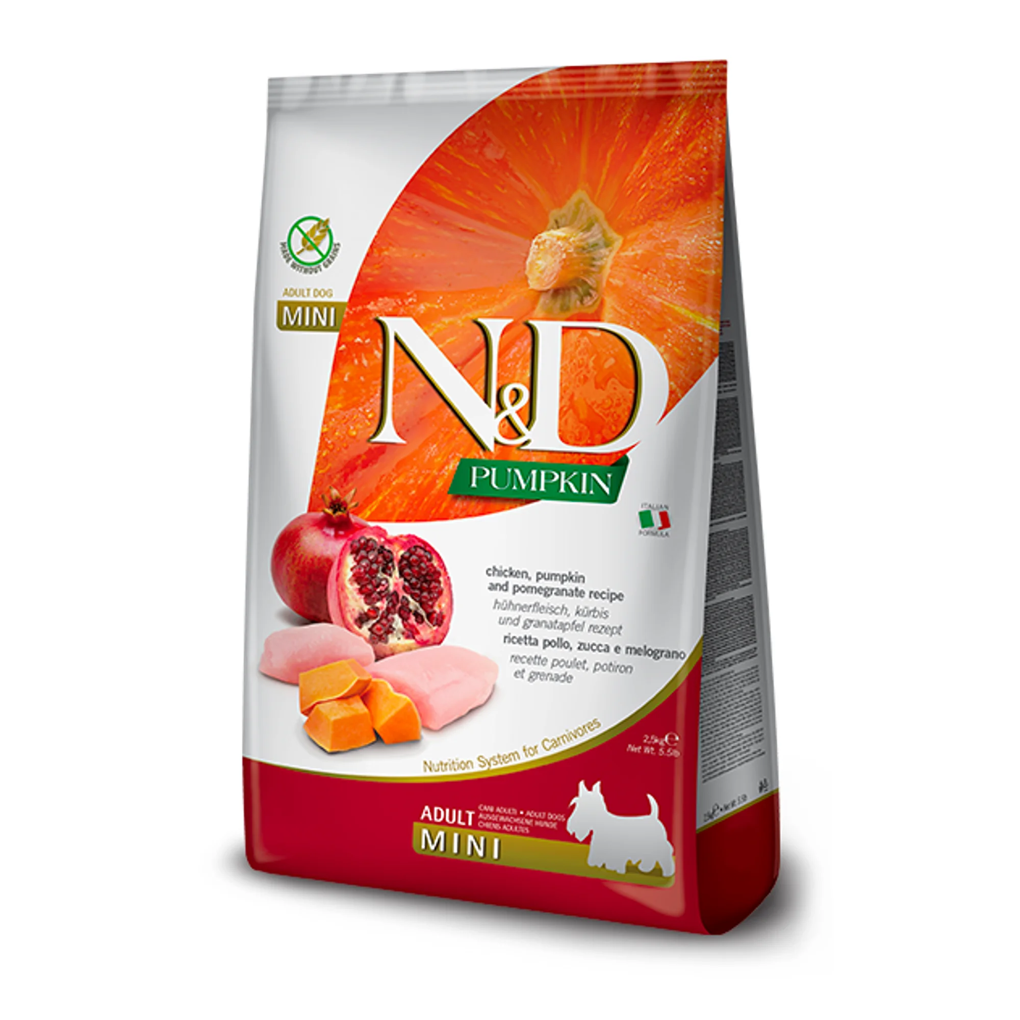 N&D Pumpkin Balkabağı, Tavuk ve Narlı Yetişkin Küçük Irk Köpek Maması 2.5 KG