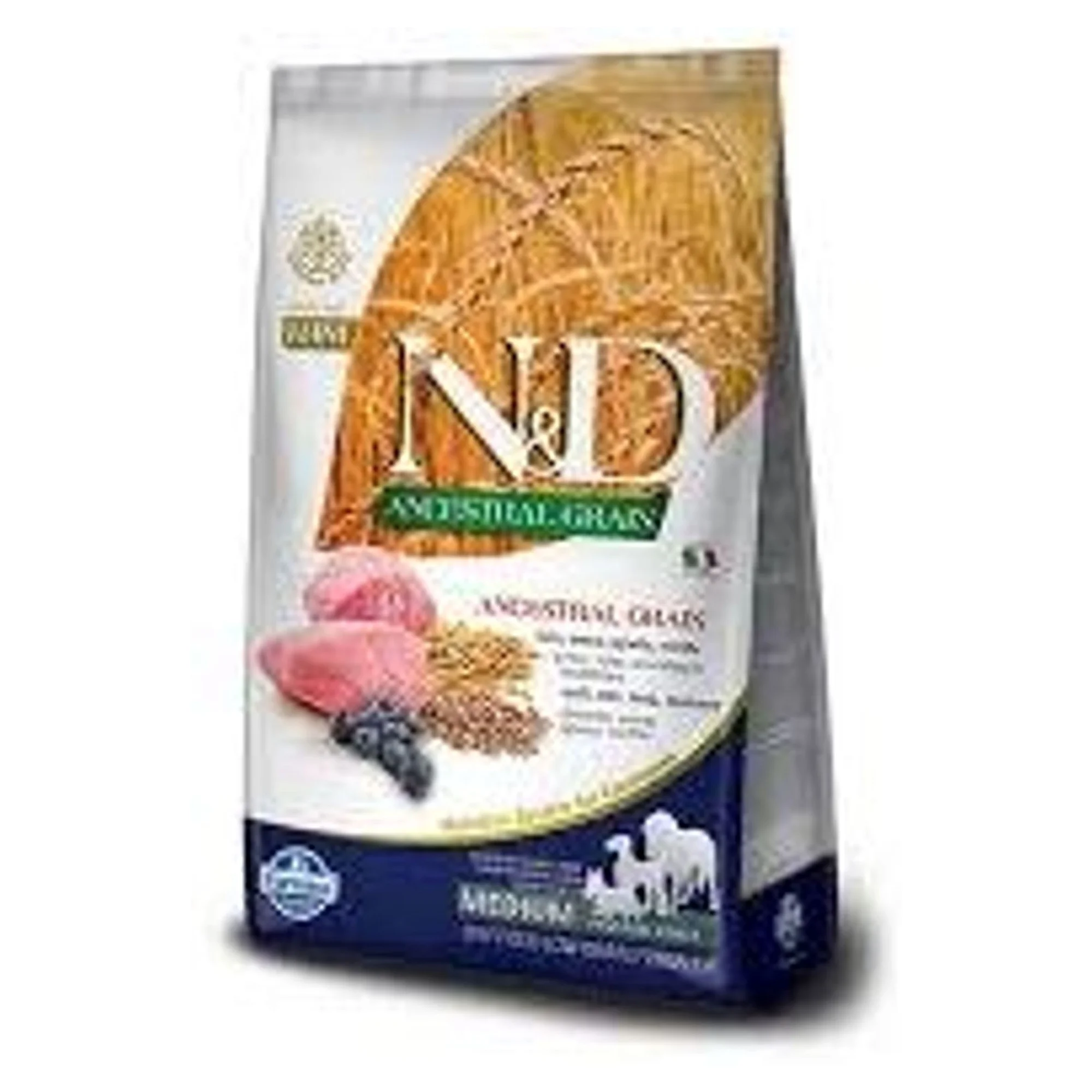 N&D Düşük Tahıllı Kuzu Etli ve Yaban Mersinli Orta ve Büyük Irk Yetişkin Köpek Maması 2.5 KG