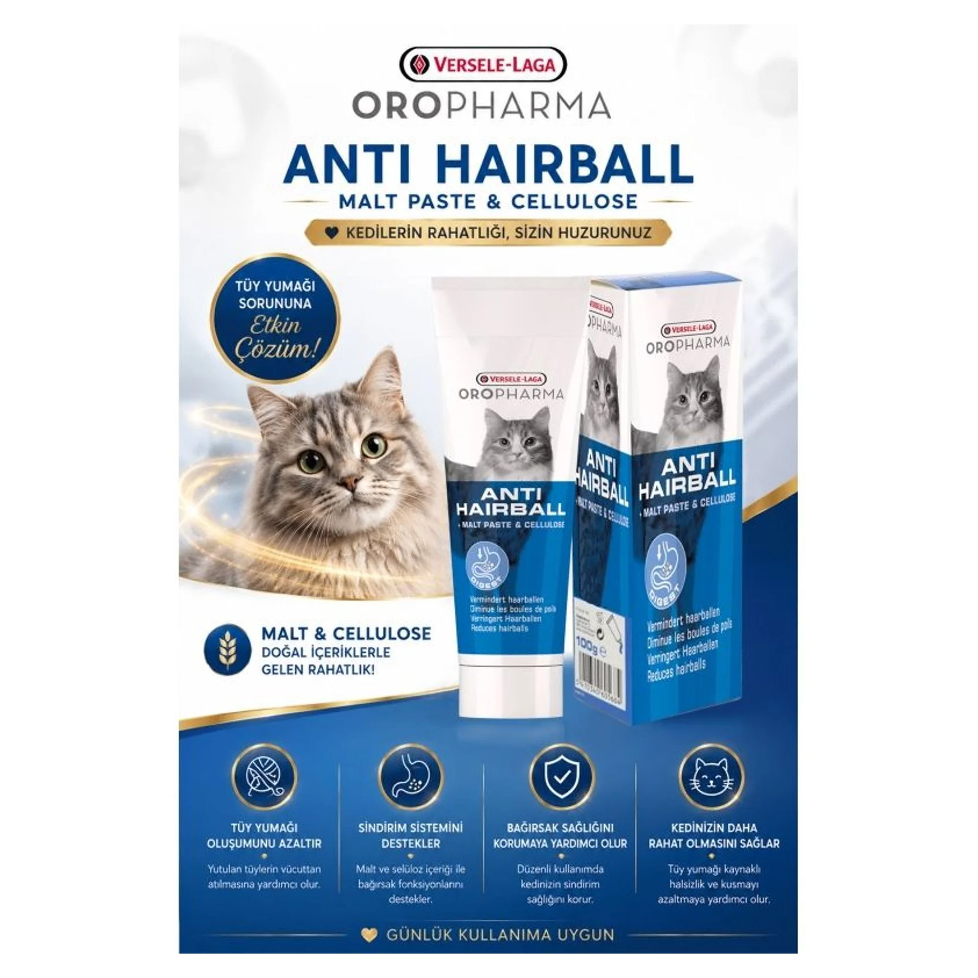 Versele-Laga Oropharma Anti Hairball Kedi Malt Macunu 100 G — Takviye ve Vitaminler — Görsel 2