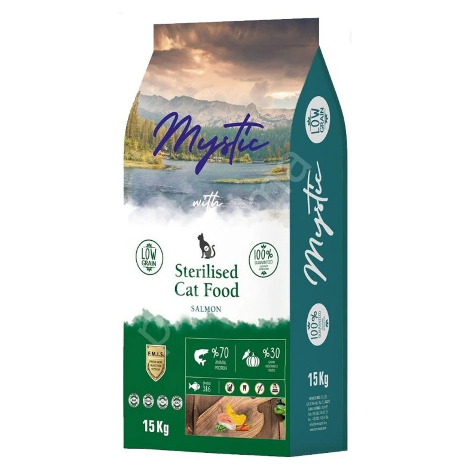 Mystic Az Tahıllı Somonlu Kısırlaştırılmış Yetişkin Kedi Maması 15 KG