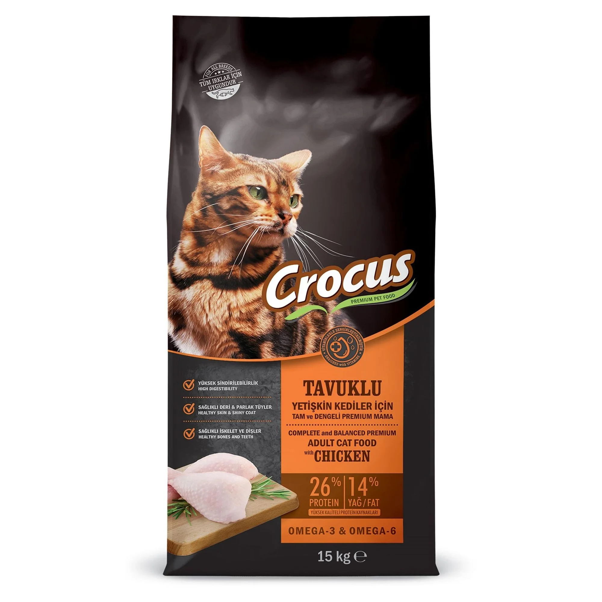 Crocus Tavuk Etli Yetişkin Kedi Maması 15 KG