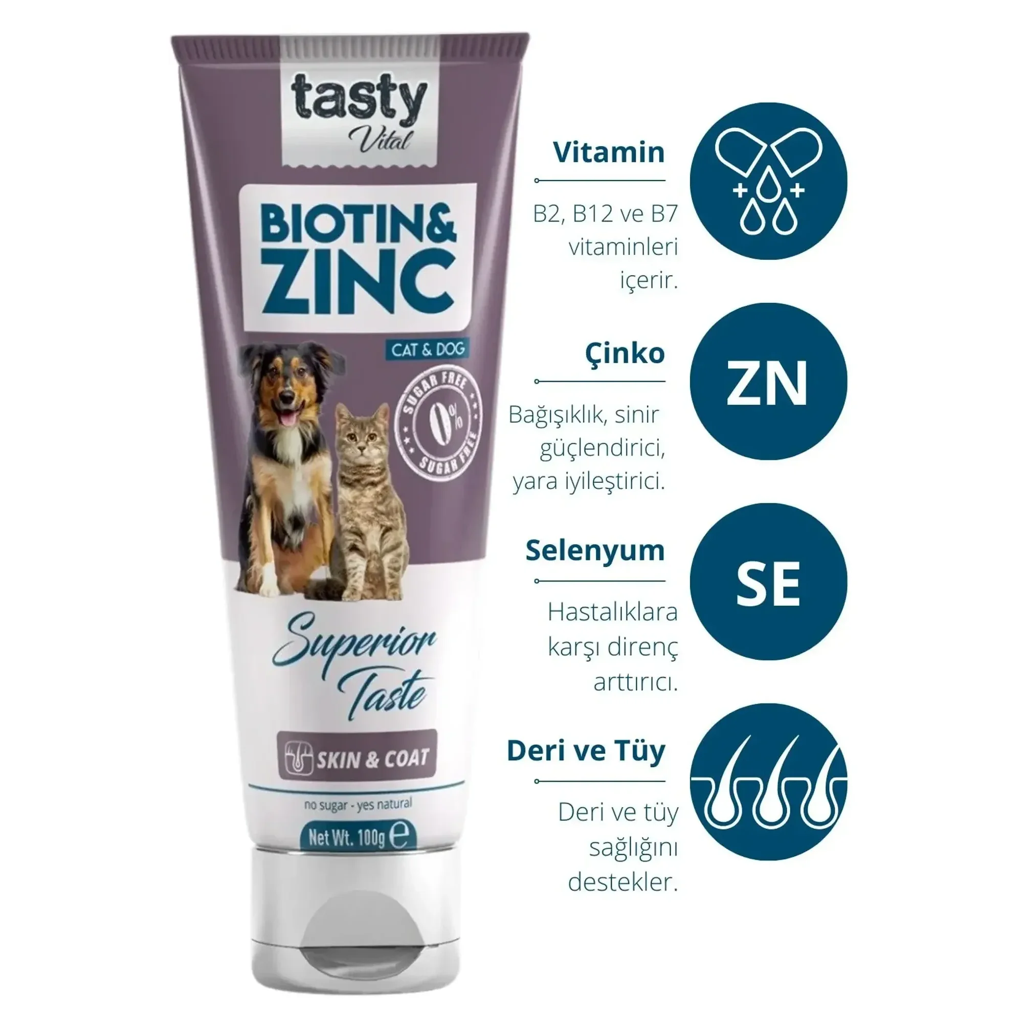 Tasty Vital Kedi ve Köpek İçin Biotin Malt Macunu 100 G