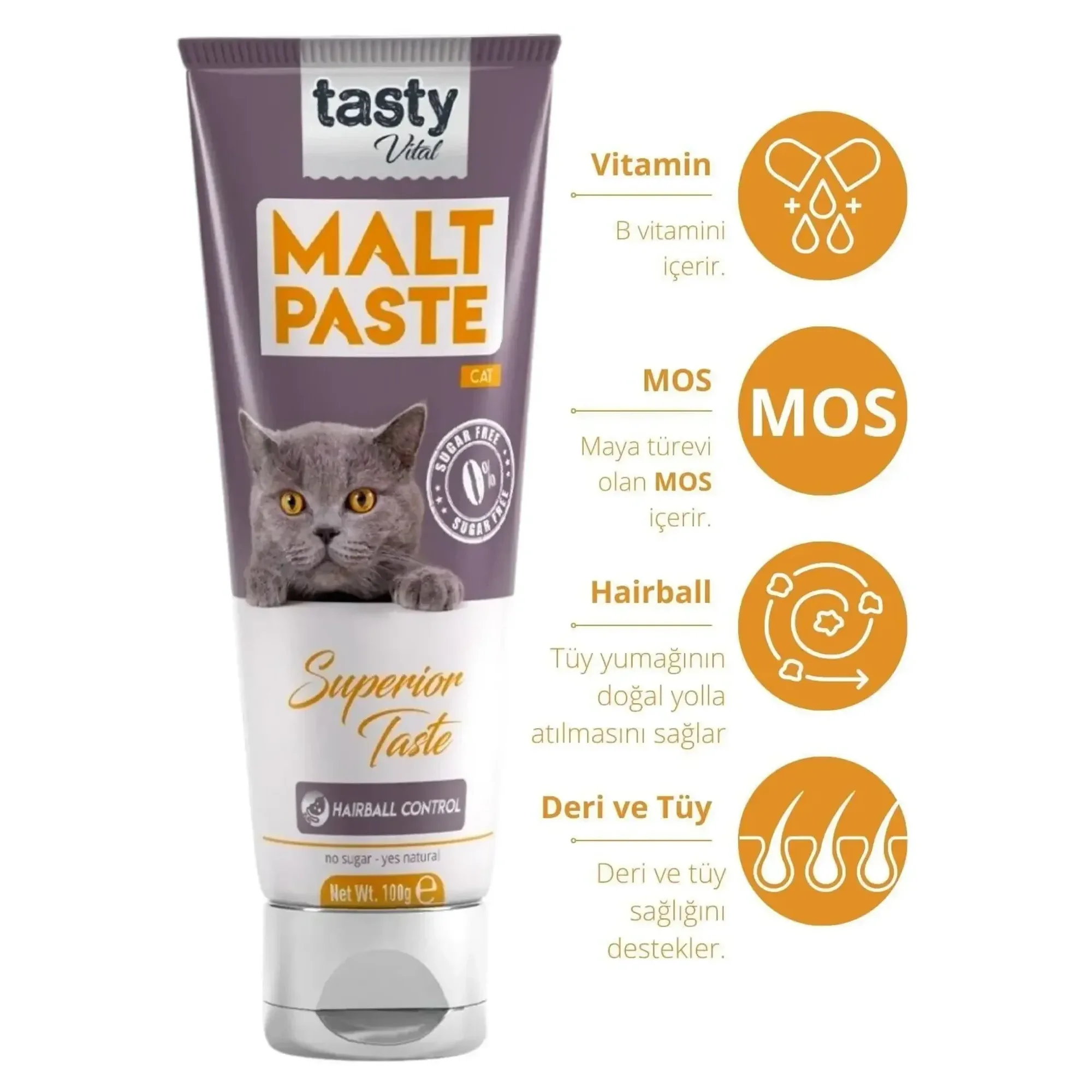 Tasty Vital Kedi Malt Tüy Yumağı Önleyici Takviye 100 G