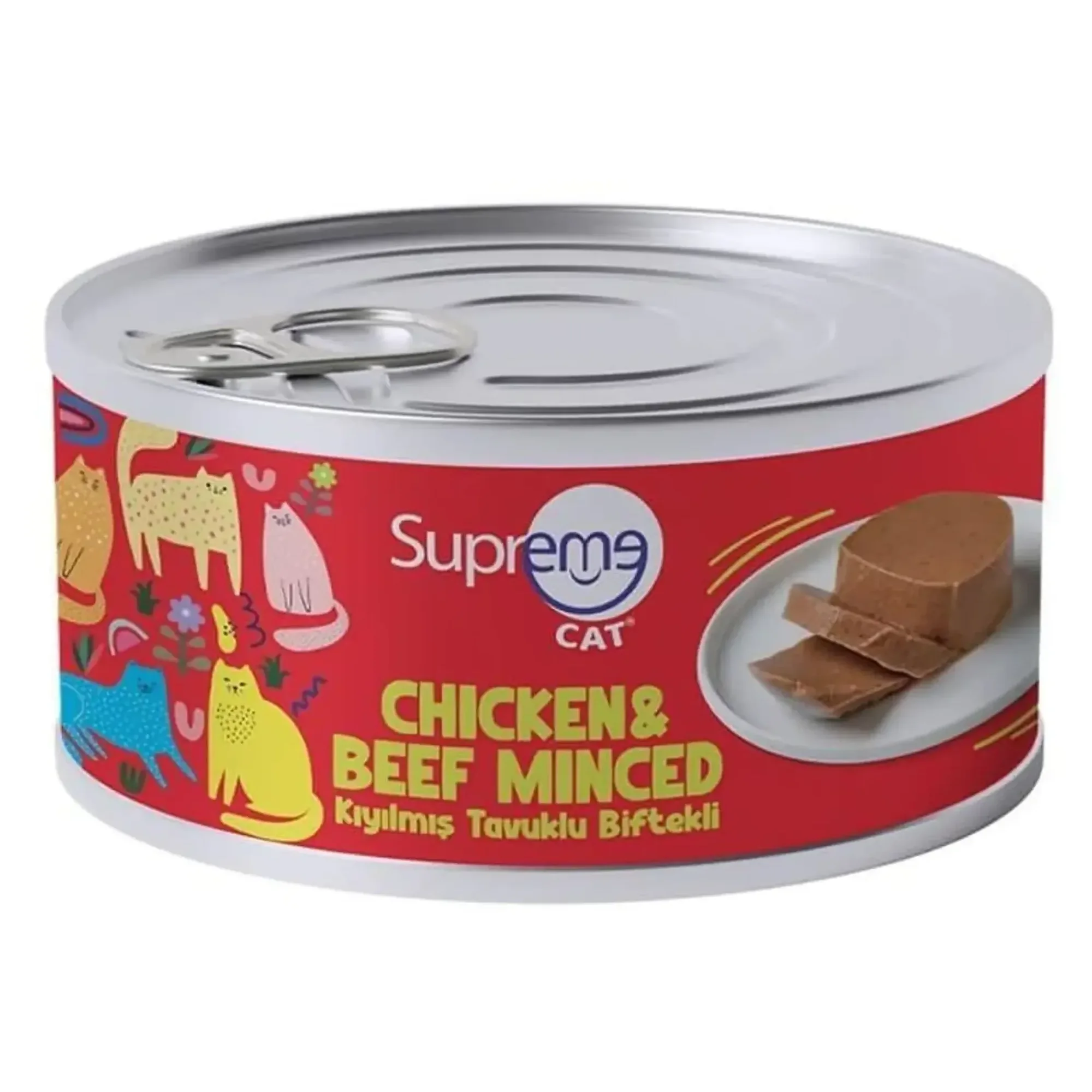 Supreme Cat Supreme Kıyılmış Tavuklu Biftekli Kedi Konserve Mama 85 G