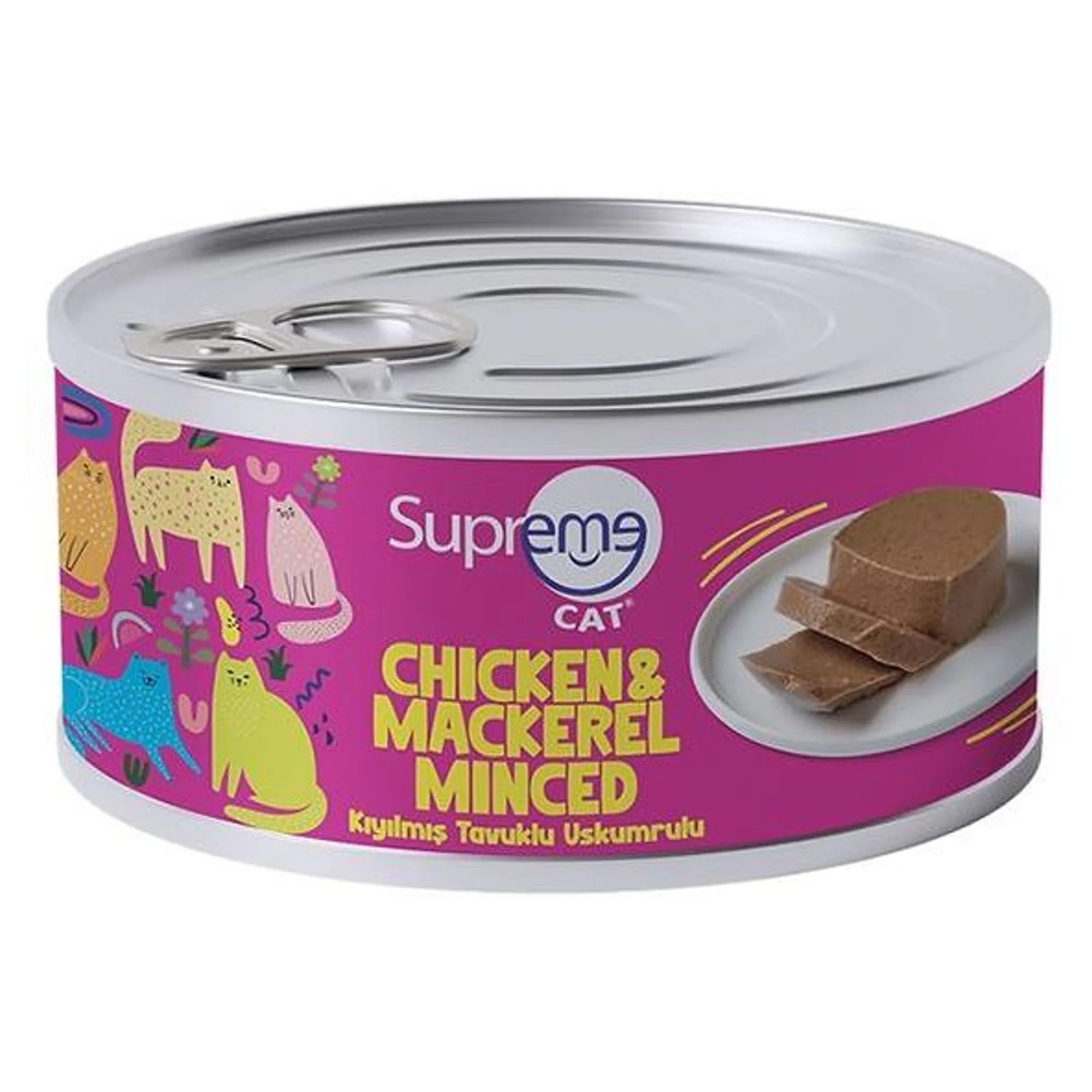 Supreme Cat Tavuklu ve Uskumrulu Kıyılmış Yetişkin Kedi Konservesi 85G