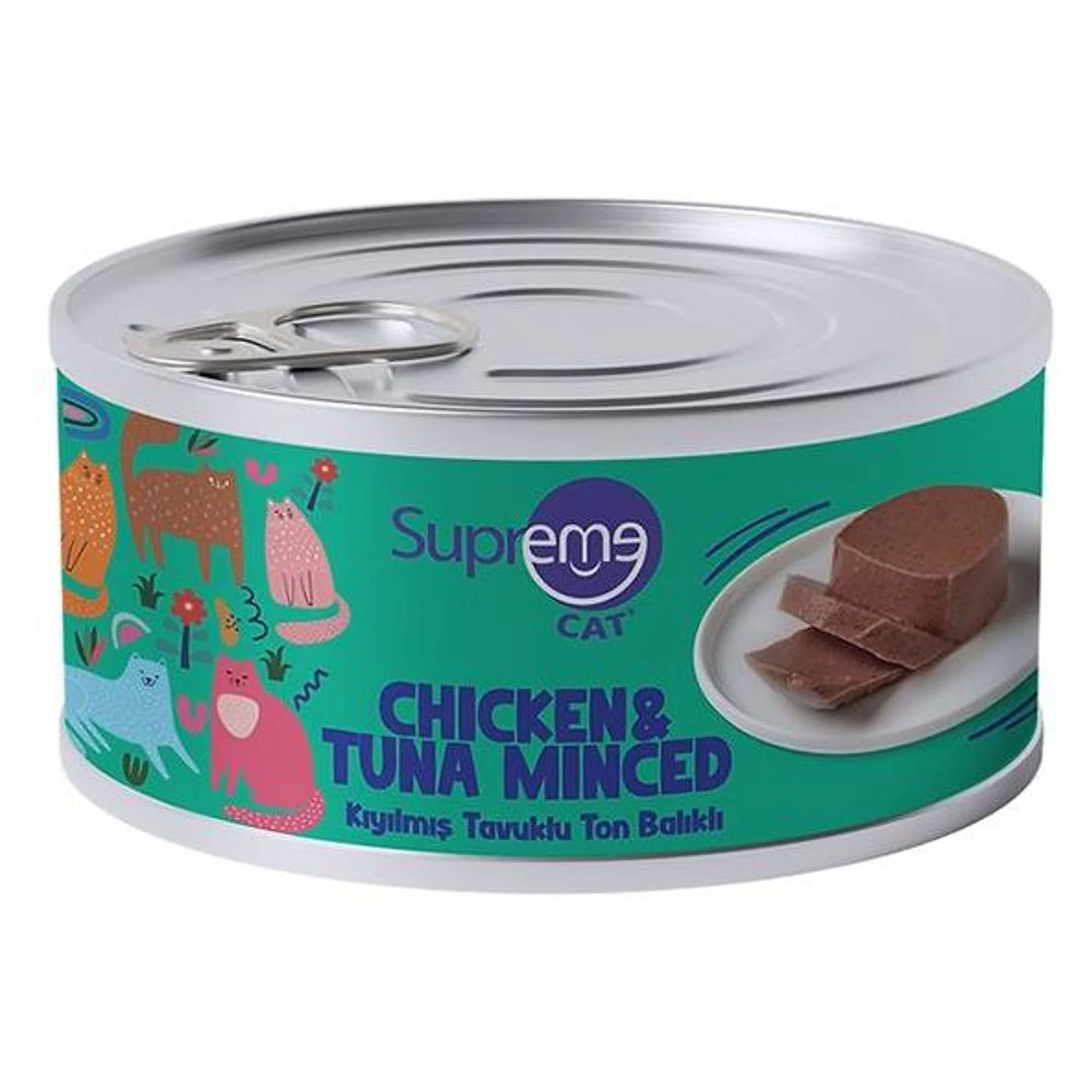 Supreme Cat Kıyılmış Tavuklu ve Ton Balıklı Yetişkin Kedi Konservesi 85 G