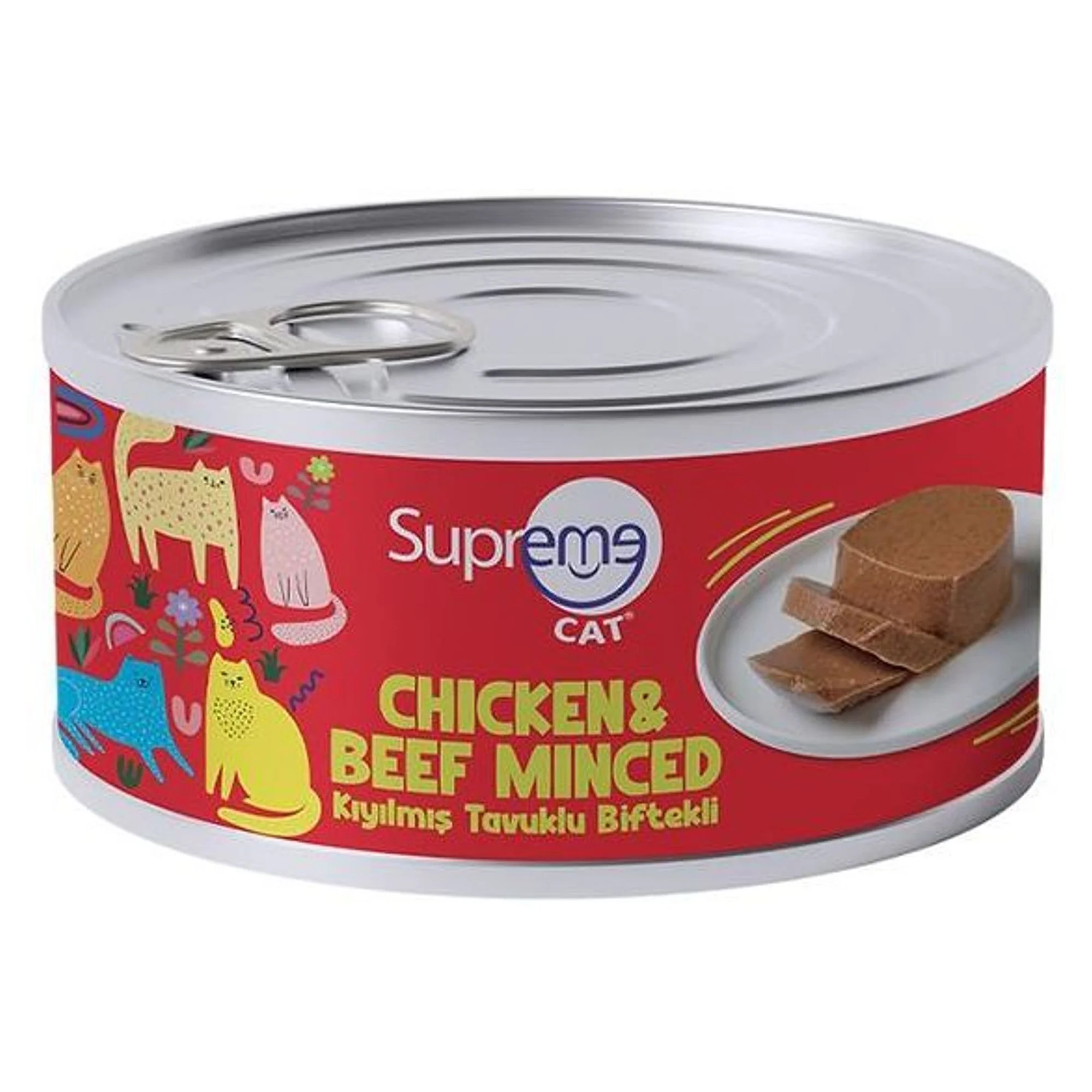 Supreme Cat Kıyılmış Tavuklu ve Biftekli Yetişkin Kedi Konservesi 85 G