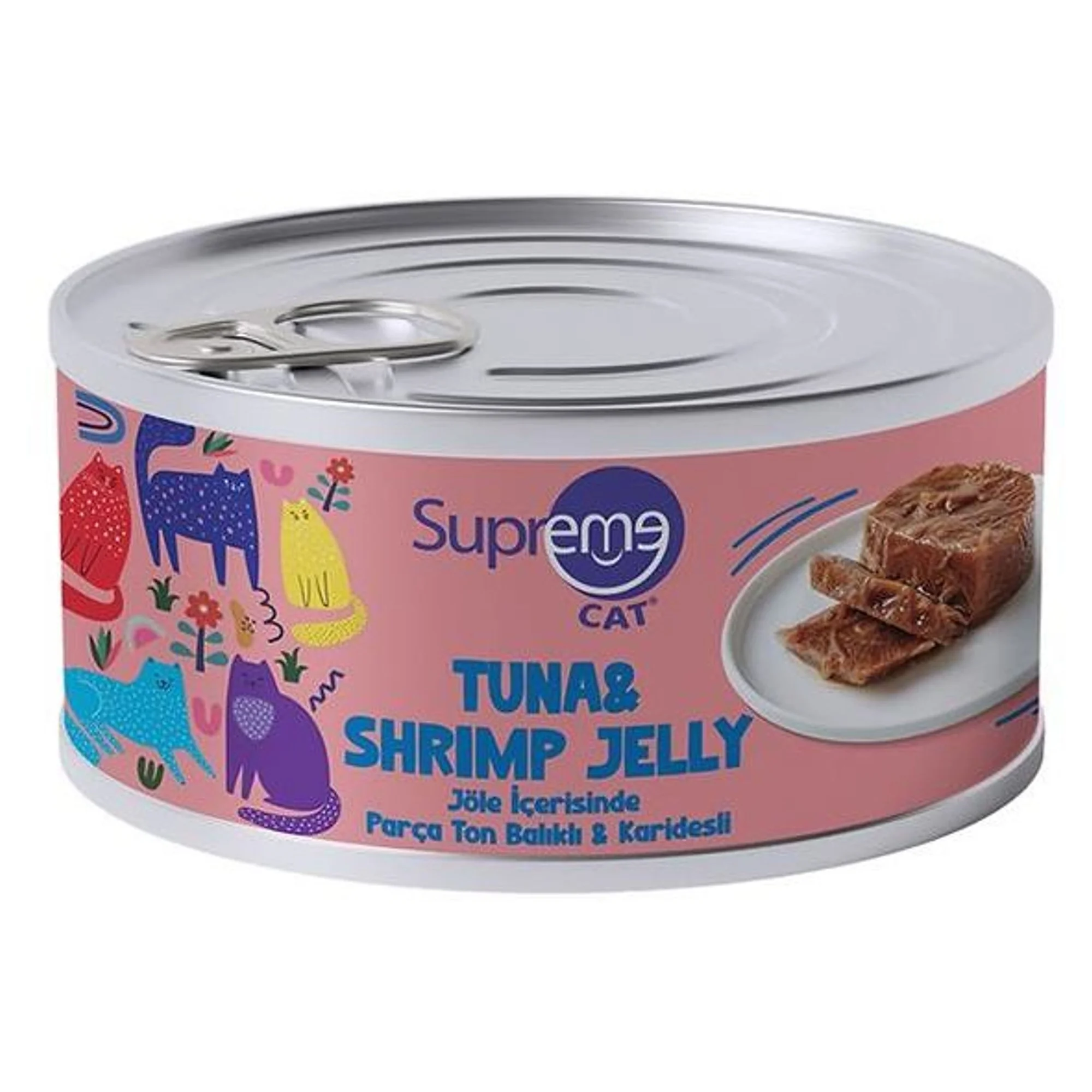 Supreme Cat Tuna ve Karides Jöle İçerisinde Yetişkin Kedi Yaş Mama 85 G