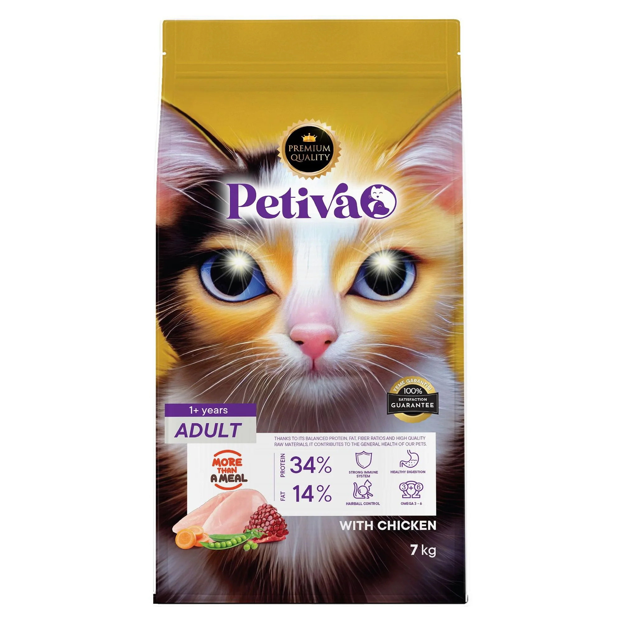 Petiva Yetişkin Kediler İçin Tavuk Etli Kuru Kedi Maması (7 Kg, Tavuk)