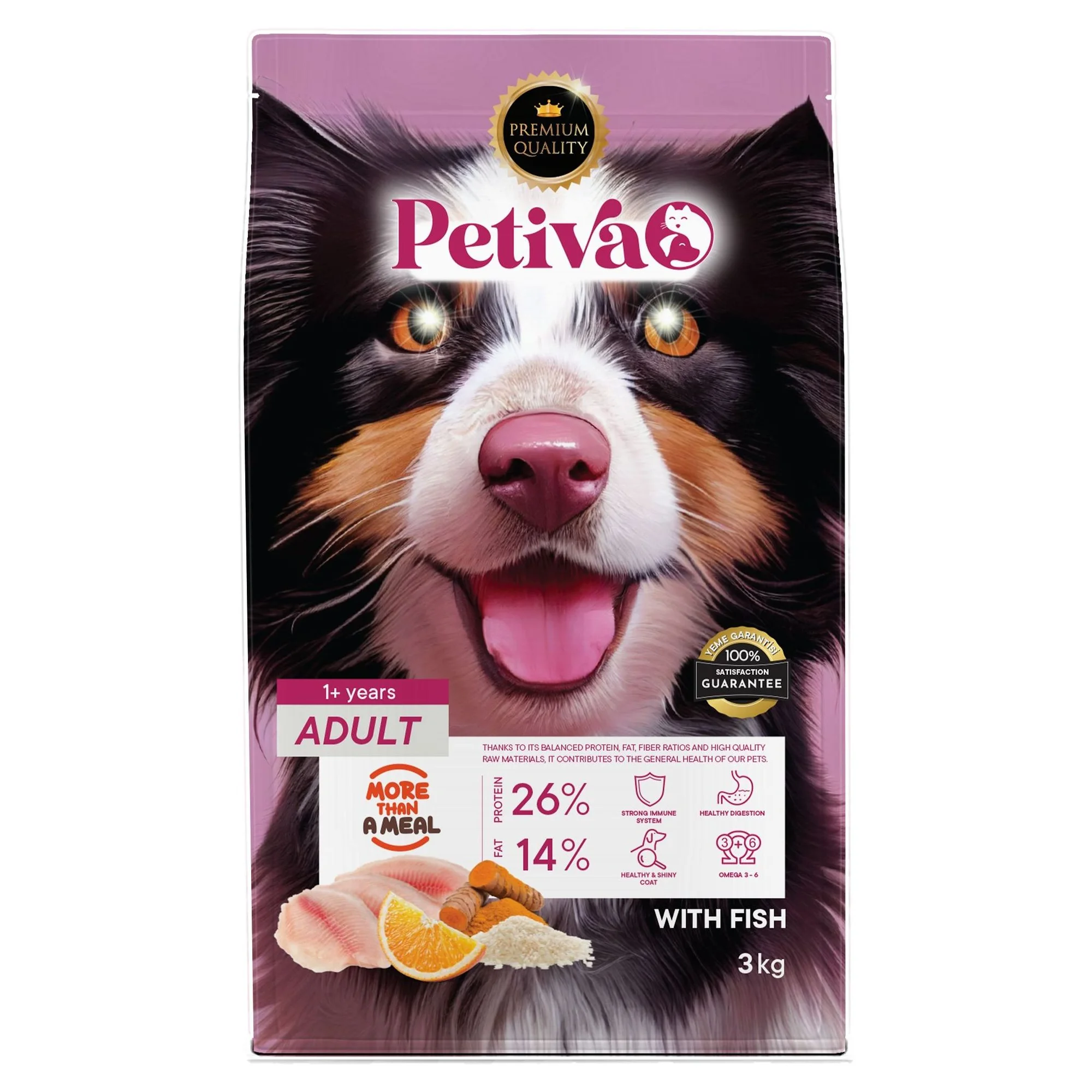 Petiva Yetişkin Köpekler İçin Balık Etli Kuru Köpek Maması (3 Kg, Balık)