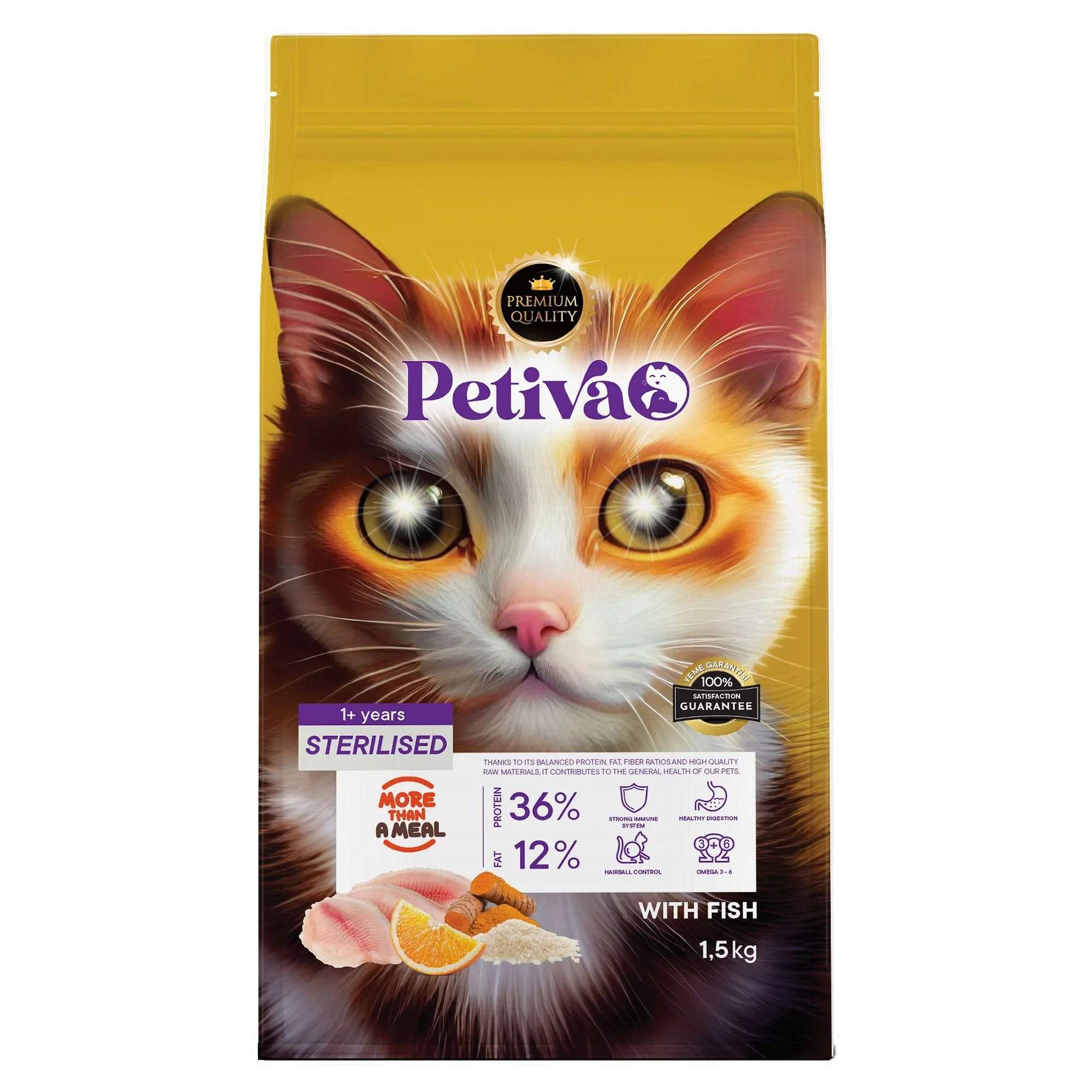 Petiva Petiva Balıklı Kısırlaştırılmış Yetişkin Kedi Maması 1.5 KG