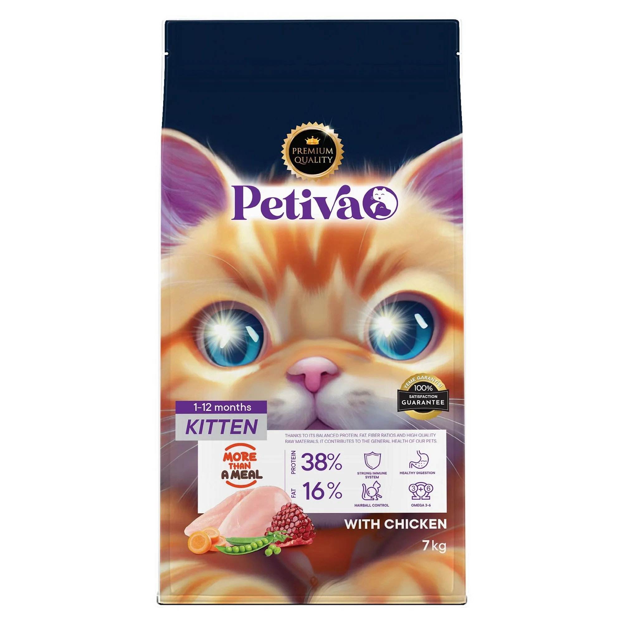 Petiva Yavru Kediler İçin Tavuk Etli Kuru Kedi Maması (7 Kg, Tavuk)