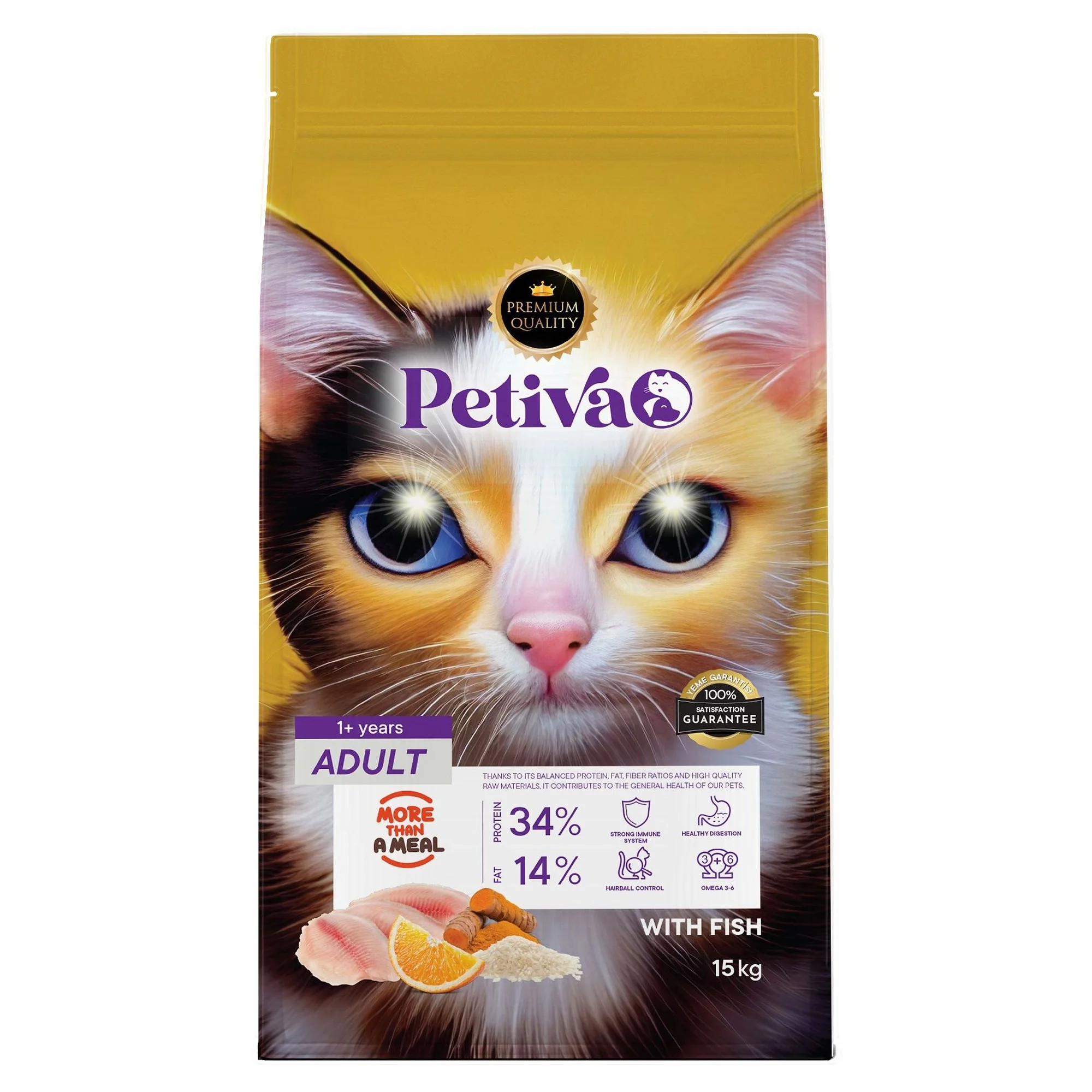 Petiva Yetişkin Kediler İçin Balık Etli Kuru Kedi Maması (15 Kg, Balık)