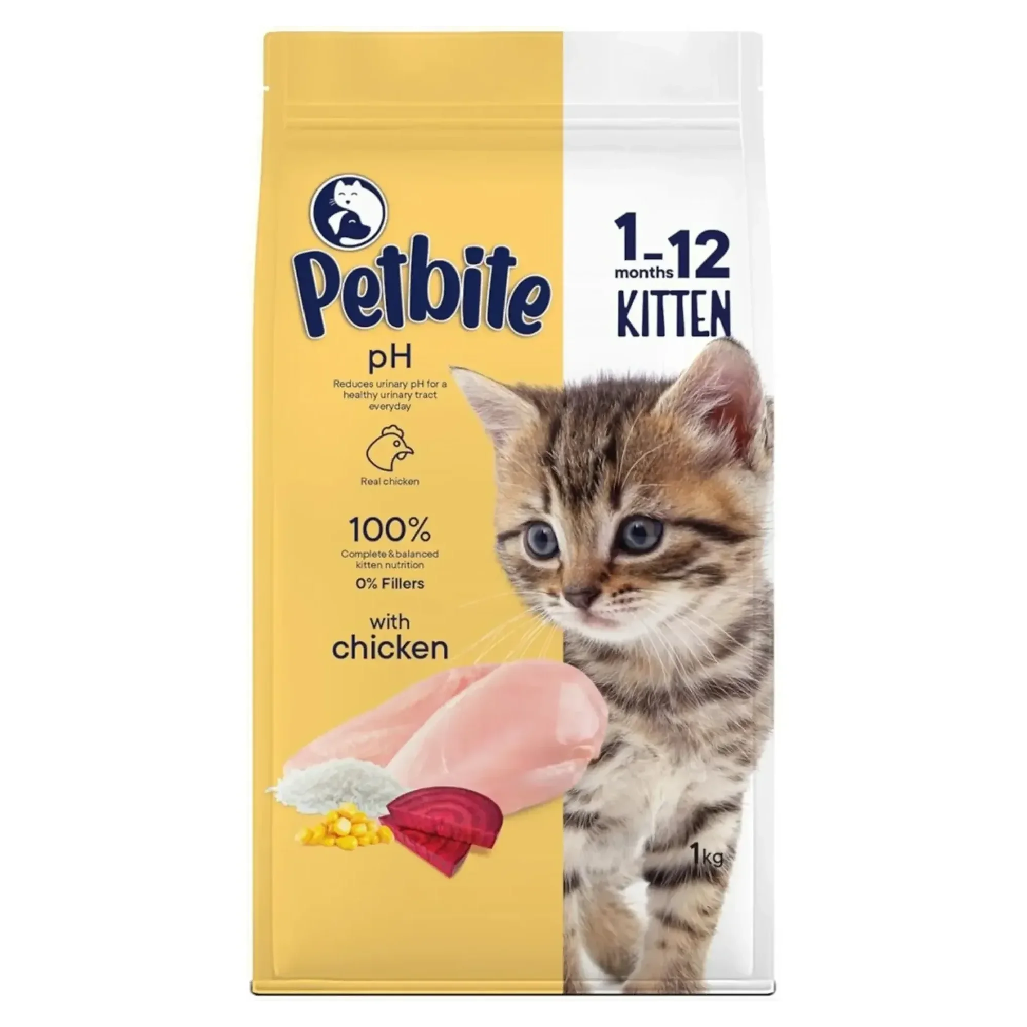 Petbite Yavru Kediler İçin Tavuk Etli Kuru Kedi Maması (1 Kg, Tavuk)