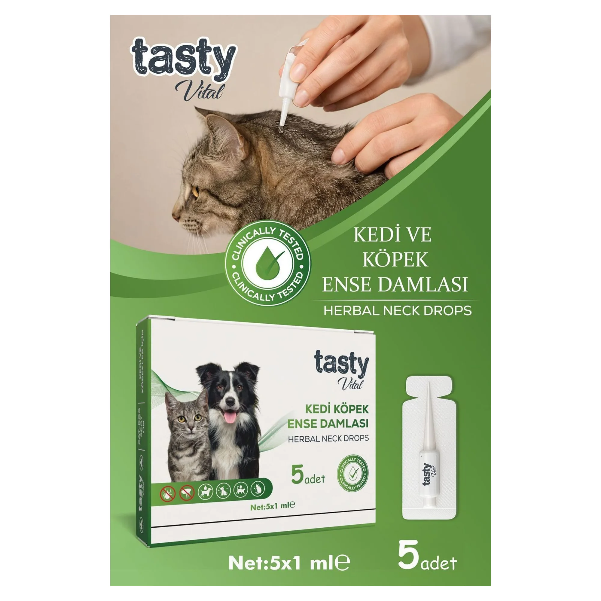 Tasty Vital Kedi ve Köpekler İçin Ense Damlası 5x1 mL — Sağlık ve Bakım Ürünleri, 50 g — Görsel 3