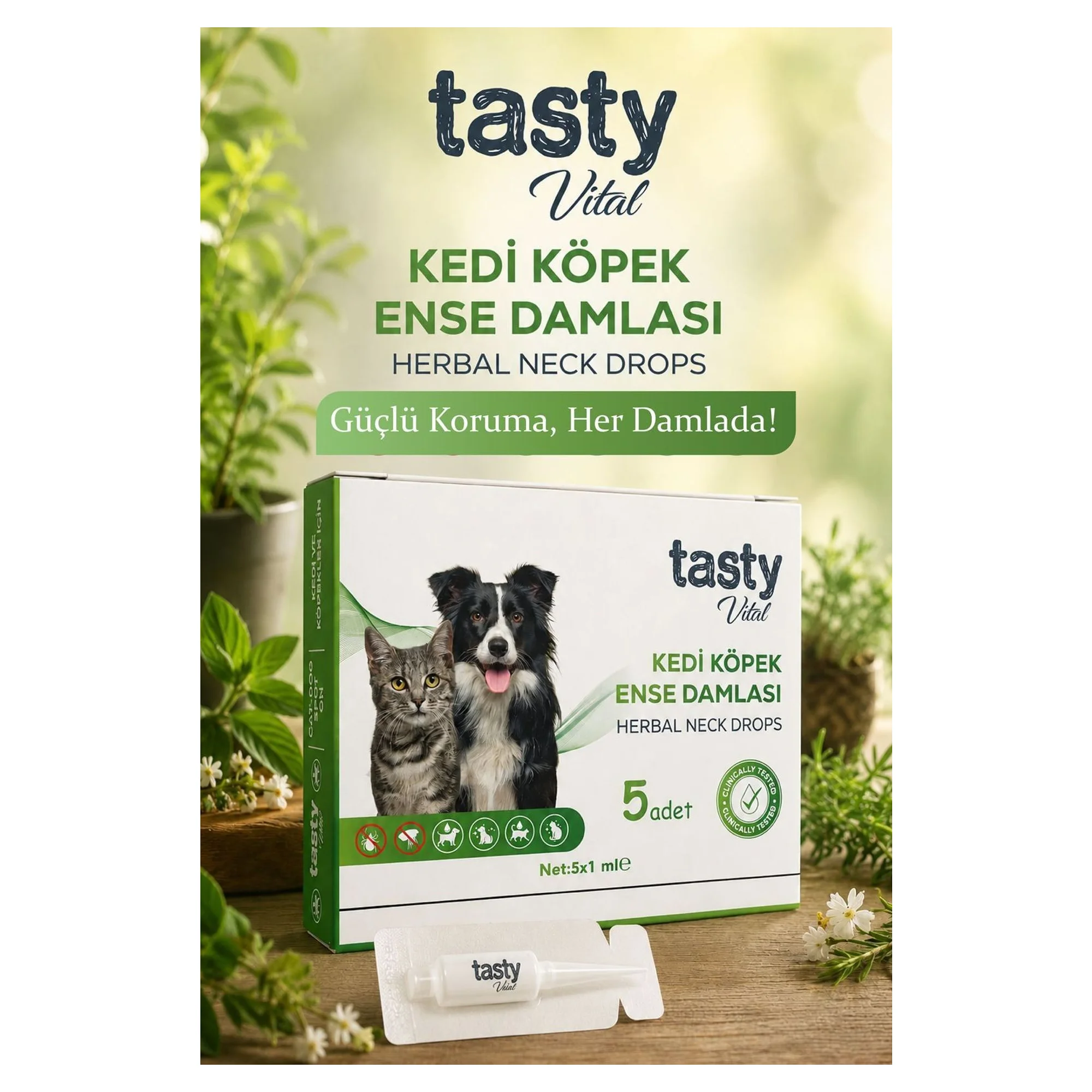 Tasty Vital Kedi ve Köpekler İçin Ense Damlası 5x1 mL — Sağlık ve Bakım Ürünleri, 50 g — Görsel 2