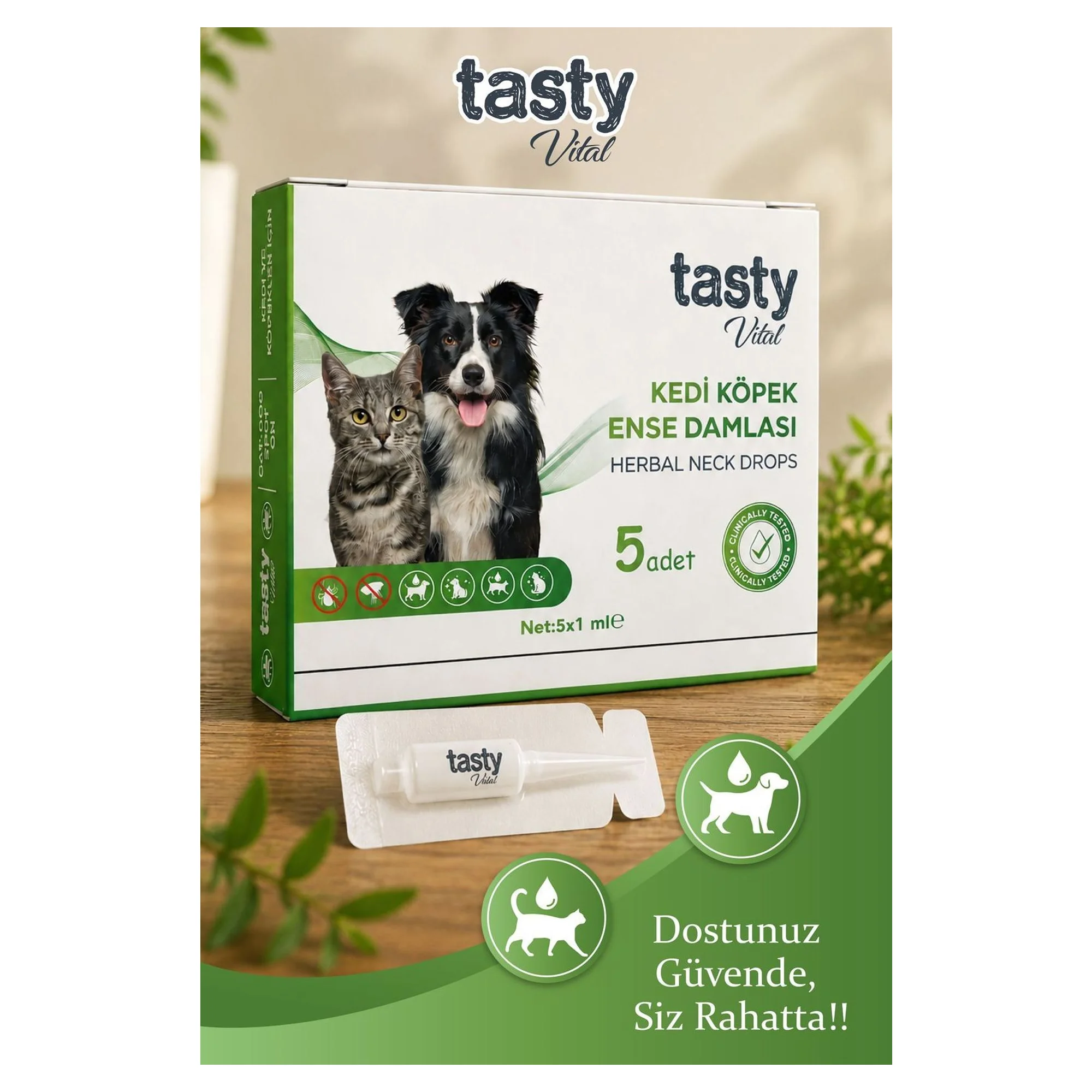 Tasty Vital Kedi ve Köpekler İçin Ense Damlası 5x1 mL