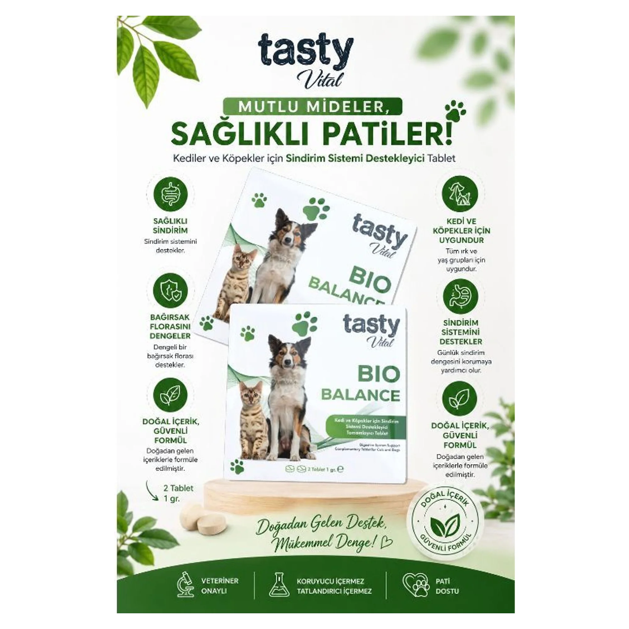 Tasty Vital Bio Balance Sindirim Sistemi Destekleyici Tablet 2 Adet 1 G — Takviye ve Vitaminler, 5 g — Görsel 2