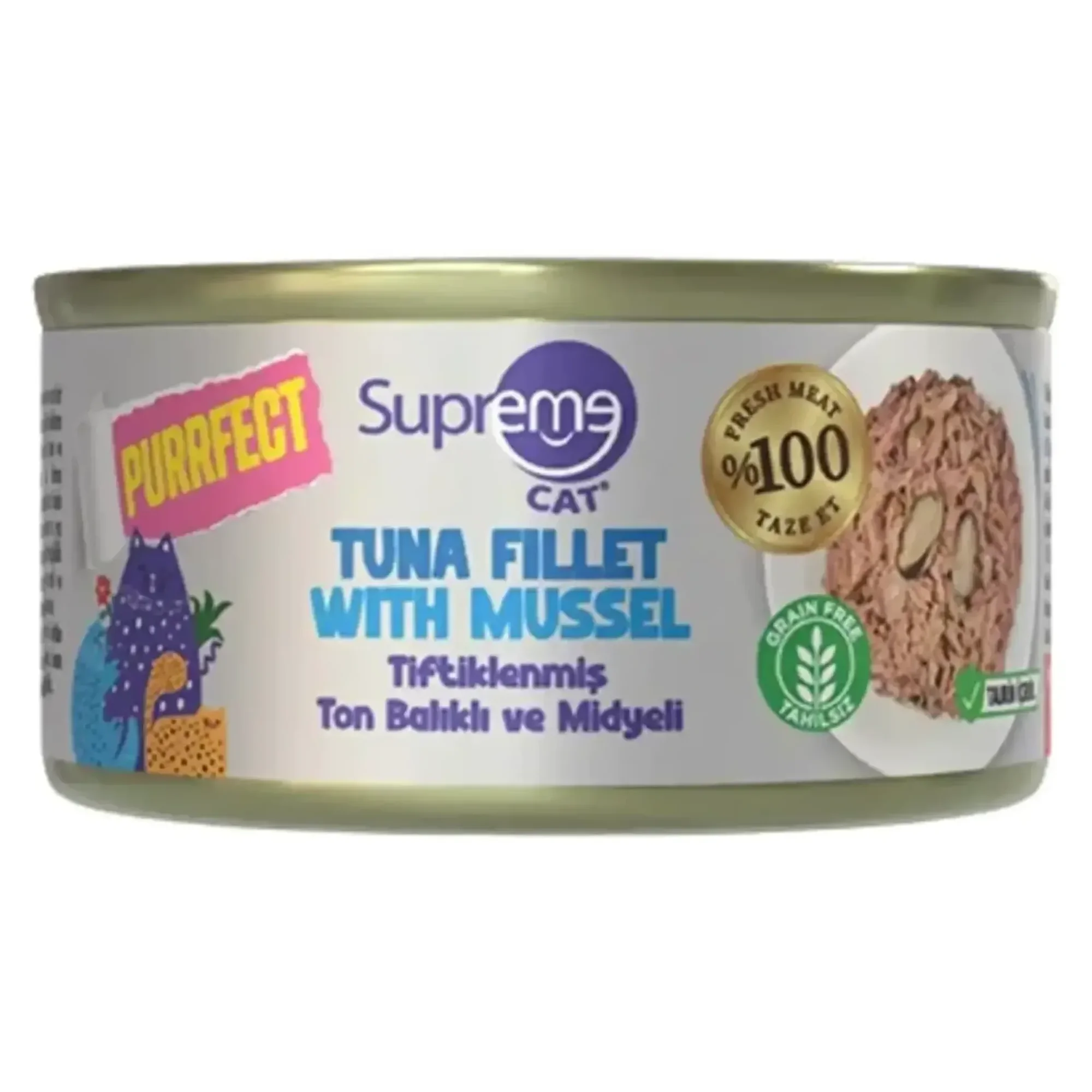 Supreme Cat Supreme Purrfect Tiftiklenmiş Ton Balıklı ve Midyeli Konserve Kedi Maması 70 G