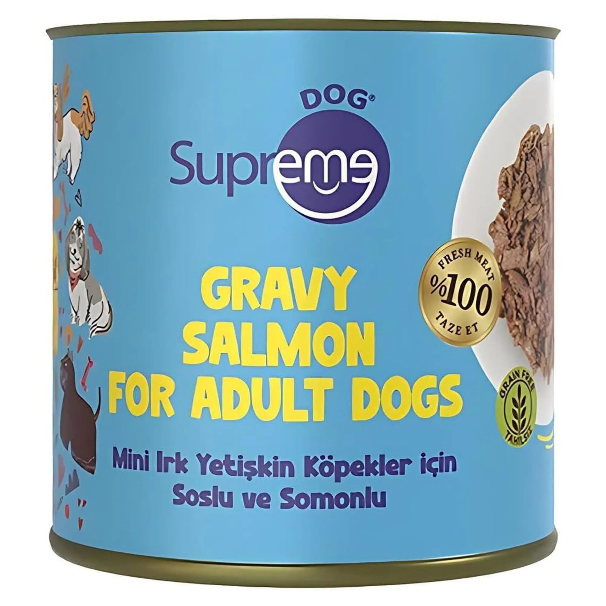 Supreme Dog Supreme Mini Irk Yetişkin Köpekler için Soslu ve Somonlu Konserve Mama 200 G