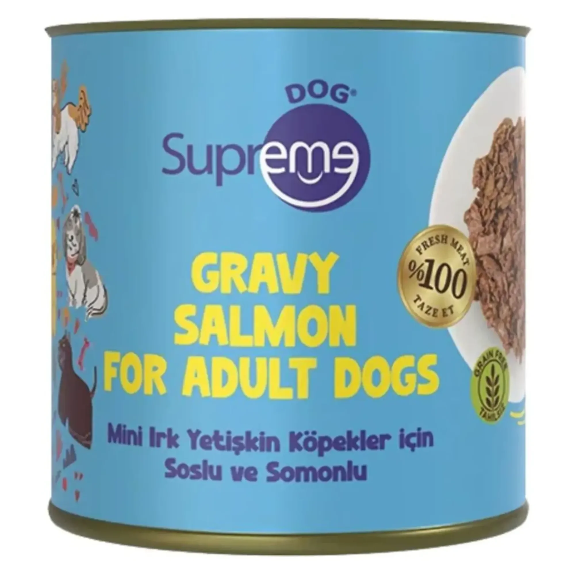Supreme Dog Supreme Mini Irk Yetişkin Köpekler için Soslu ve Somonlu Konserve Mama 200 G